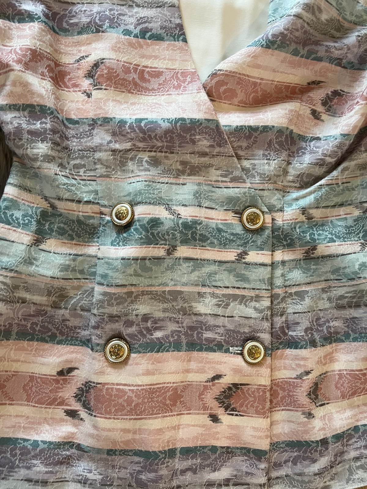 Vintage 1980’s Dawn Joy Fashions Pastel Print Oversized Blazer, Size L