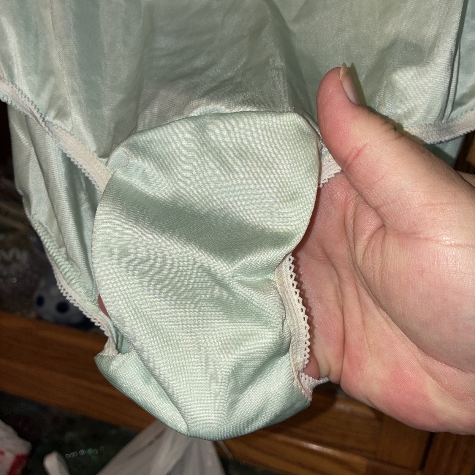 Vintage 1950s Light Green Old Granny L Panty Panties Mushroom Gusset 100% Nylon