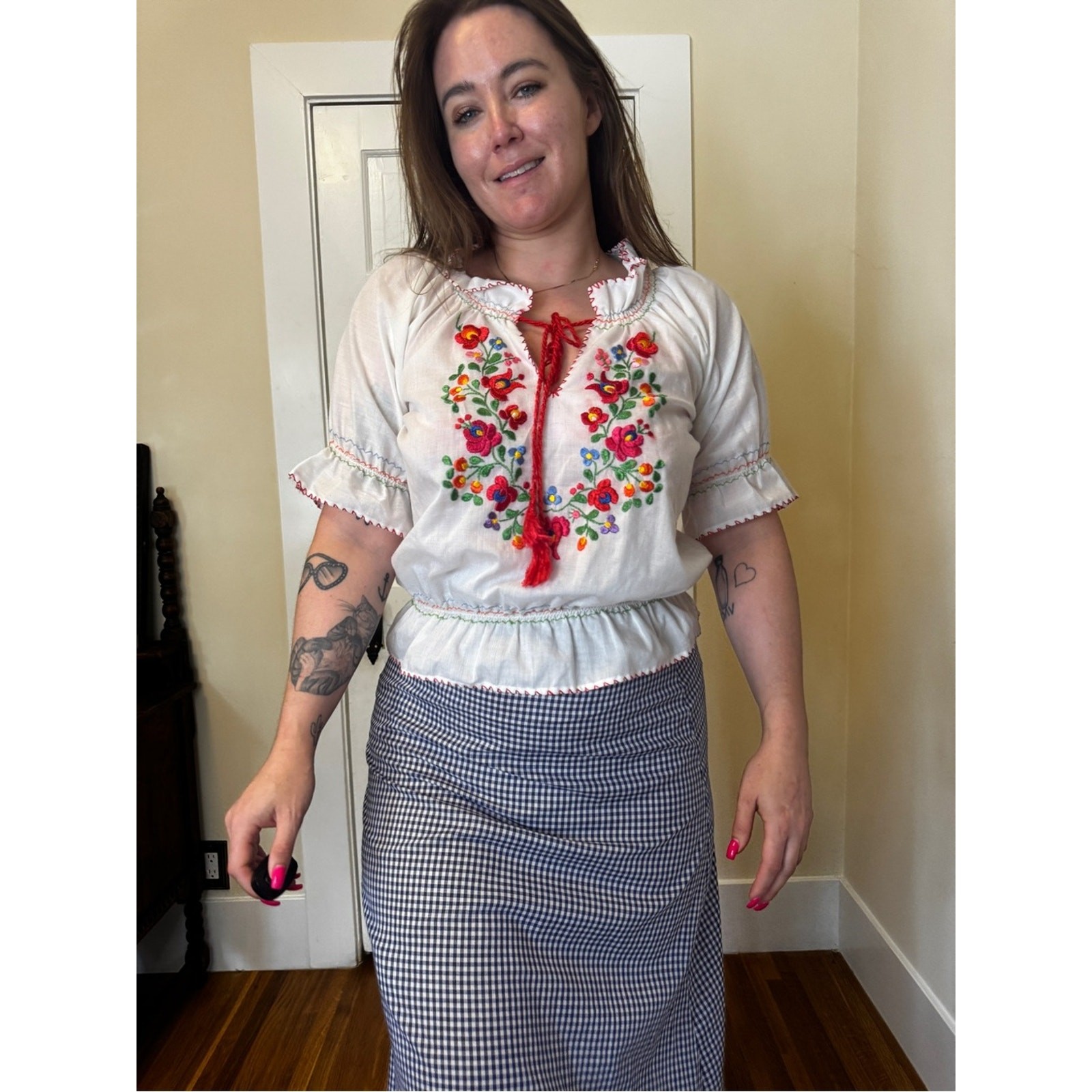70s Vintage Hungarian Blouse Sz M-L