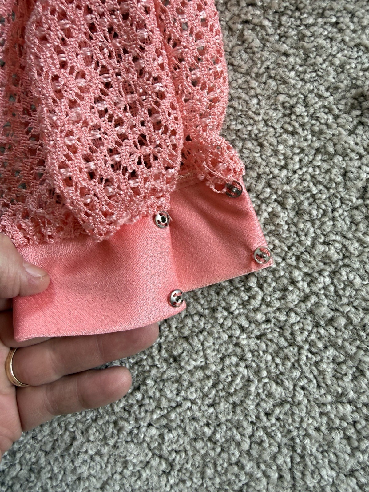VTG Emma Domb Dress SZ 8? Coral Salmon 2 Piece Dress & Jacket 53″ FORMAL maxi