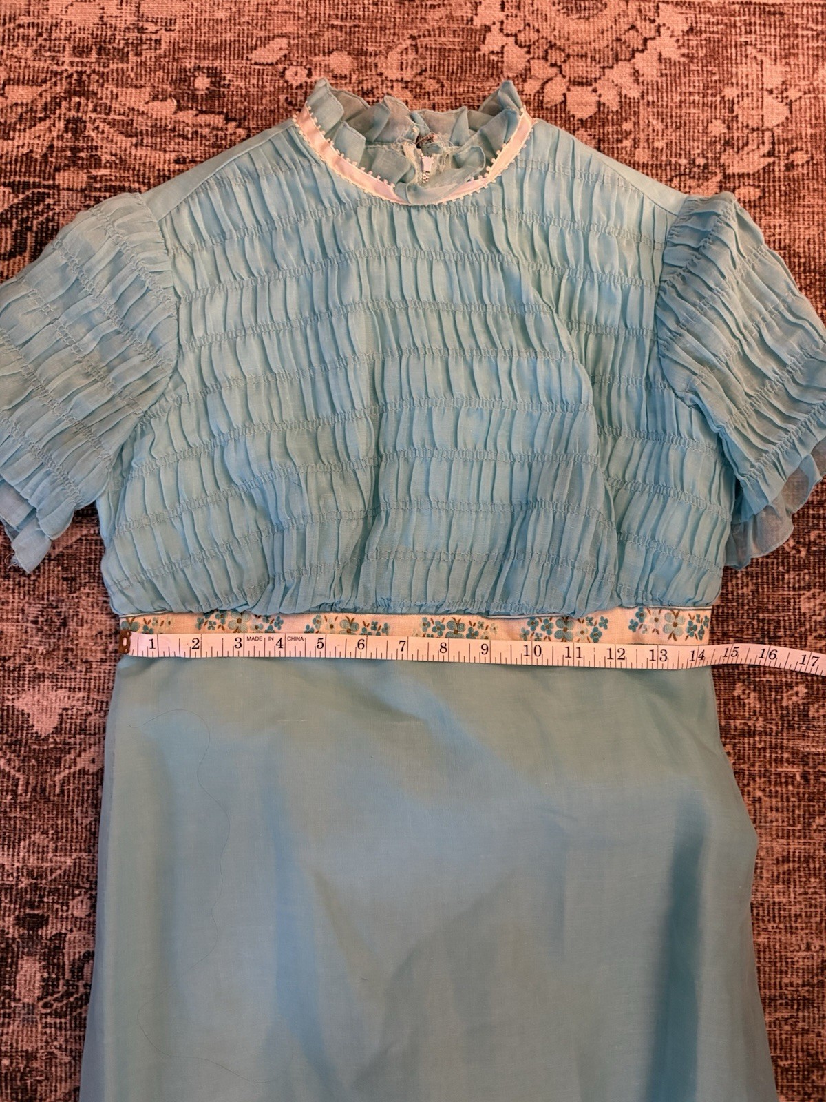 Vintage Blue Dress with Ribbon Trim Women’s