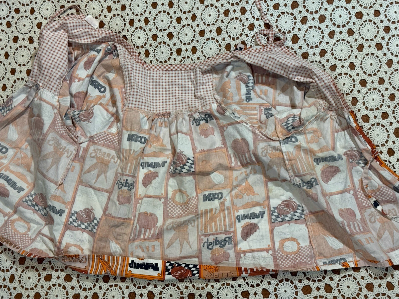 Design House Japan Vintage 70s Vegetables Mod Artist Smock Apron Shirt Hippie