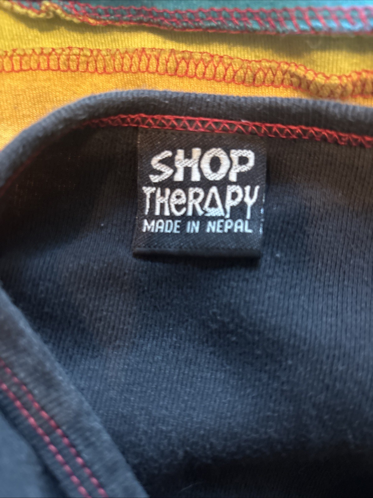 Shop Therapy Small Hippie Boho Rainbow Faded Black Top 100% Cotton Y2K
