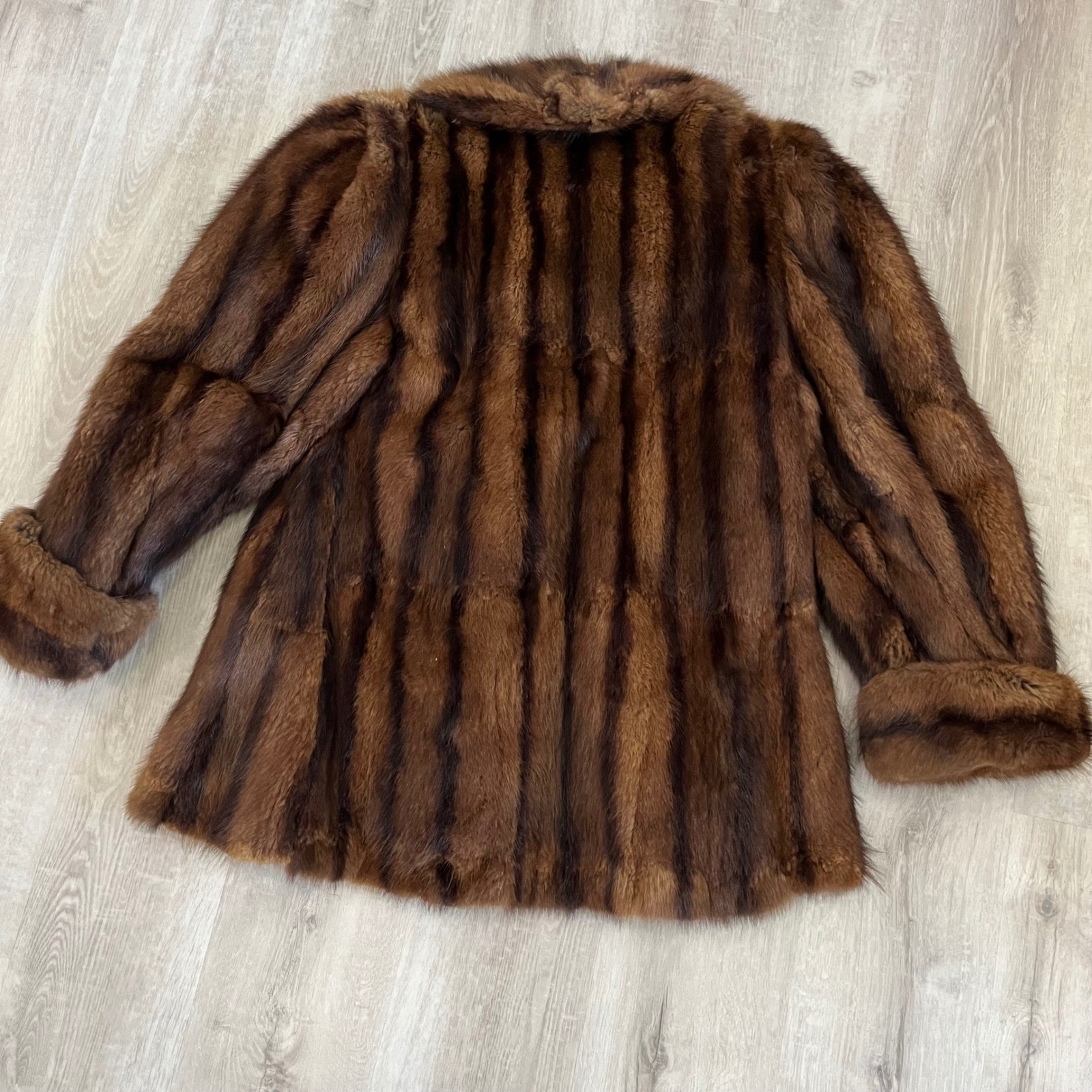 Vintage Nigbor Fur Coat Co Genuine Ranch Mink Fur Coat Jacket Brown Womens L?