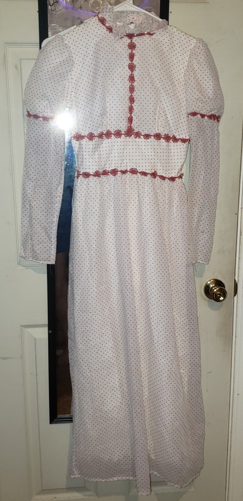 Vtg rare Lemon Frog 70’s Polka Dot cottagecore Long dress Zip Up Back Junior