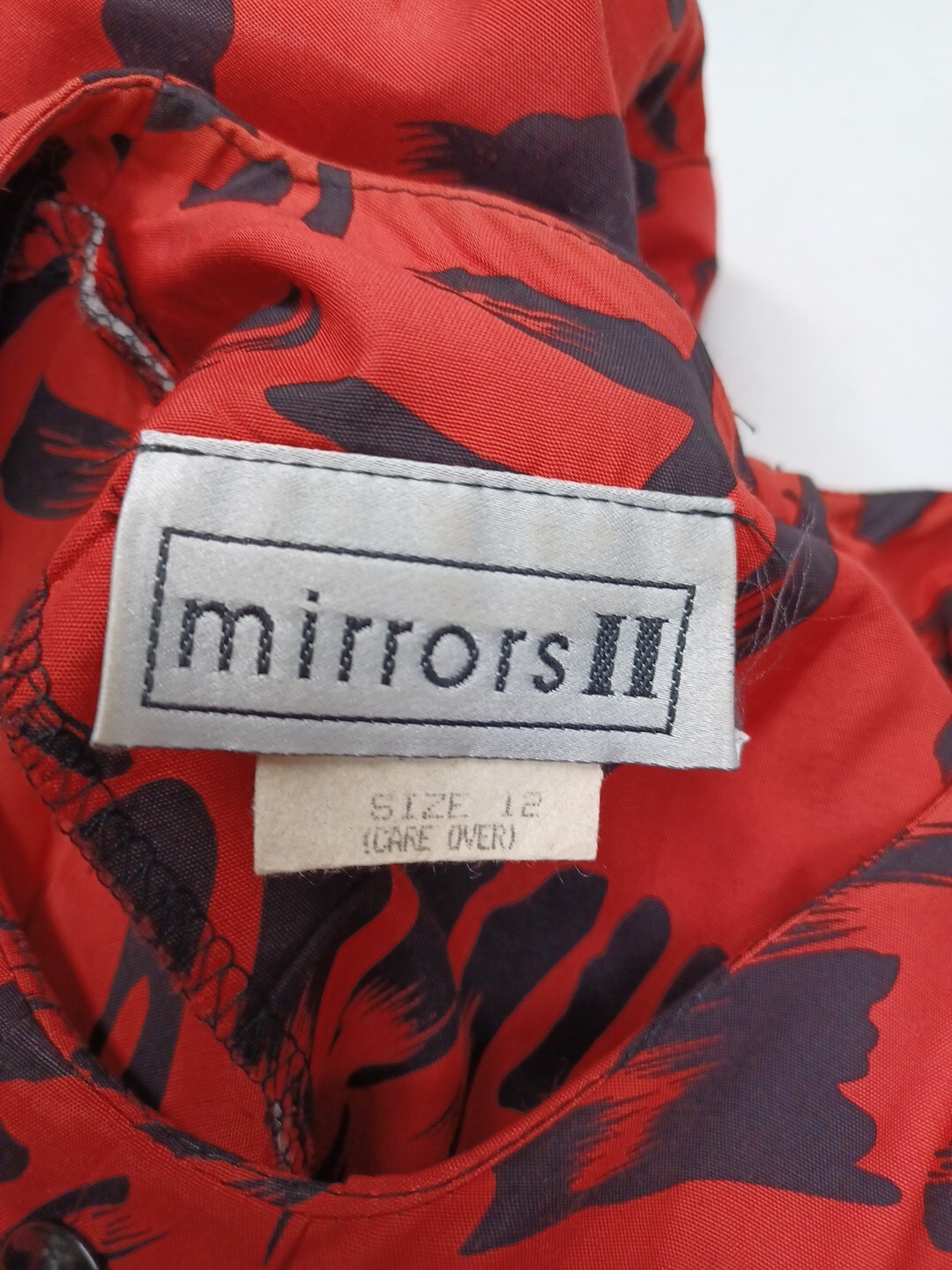 Vintage Mirrors II Long Sleeve Dress Sz 12 Red Black