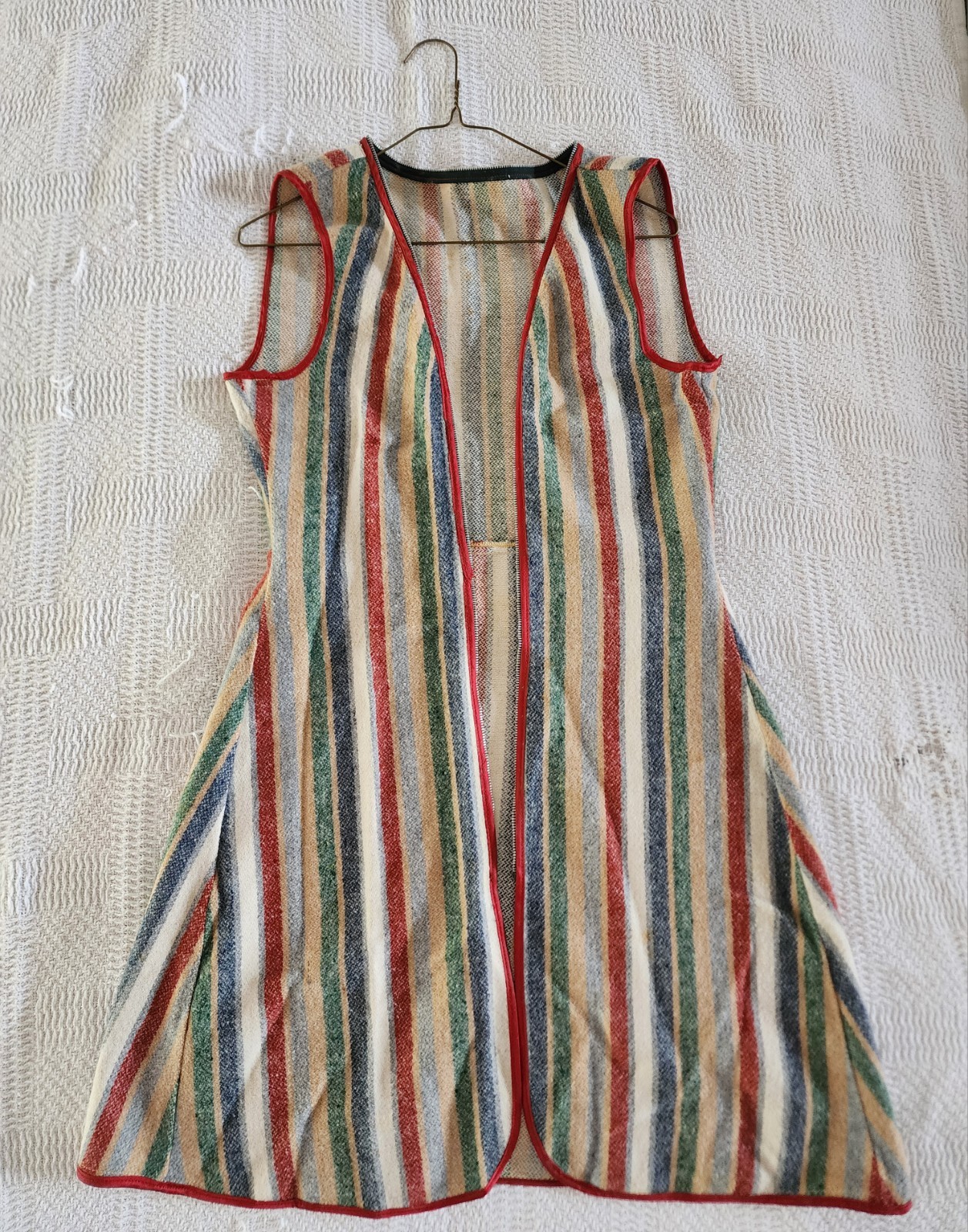 Vintage Multicolor Sleeveless Shift Dress Bohemian Casual Beige Red Green Blue