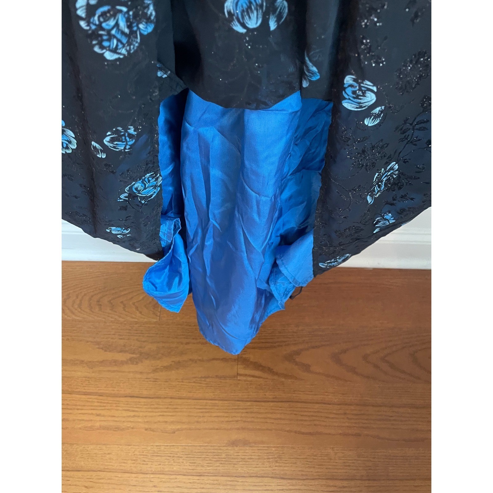 Vtg 90s Morgan & Co Sz 2/4 Velvet Burnout Midnight Blue Black Dress Whimsigoth