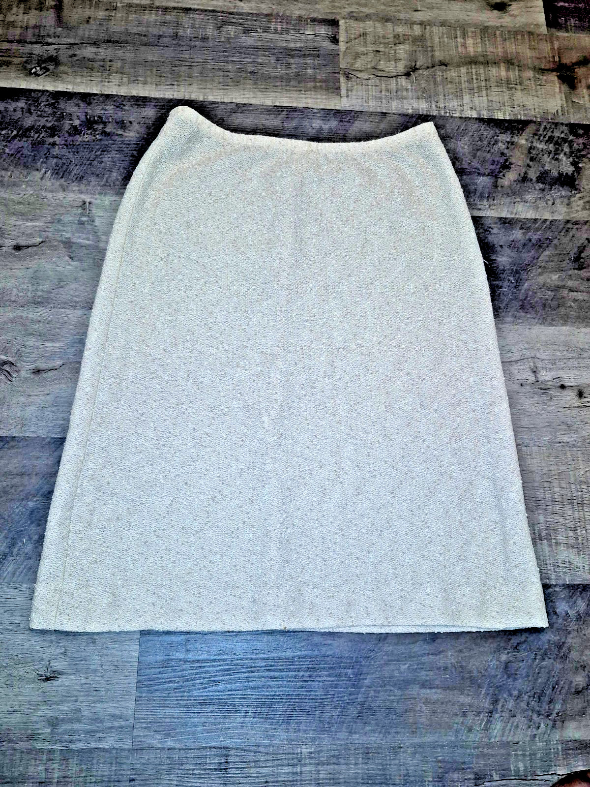 Vintage Leslie Fay My Latest 2-Piece Knit Set Cream Peplum Top Skirt 70s Boho