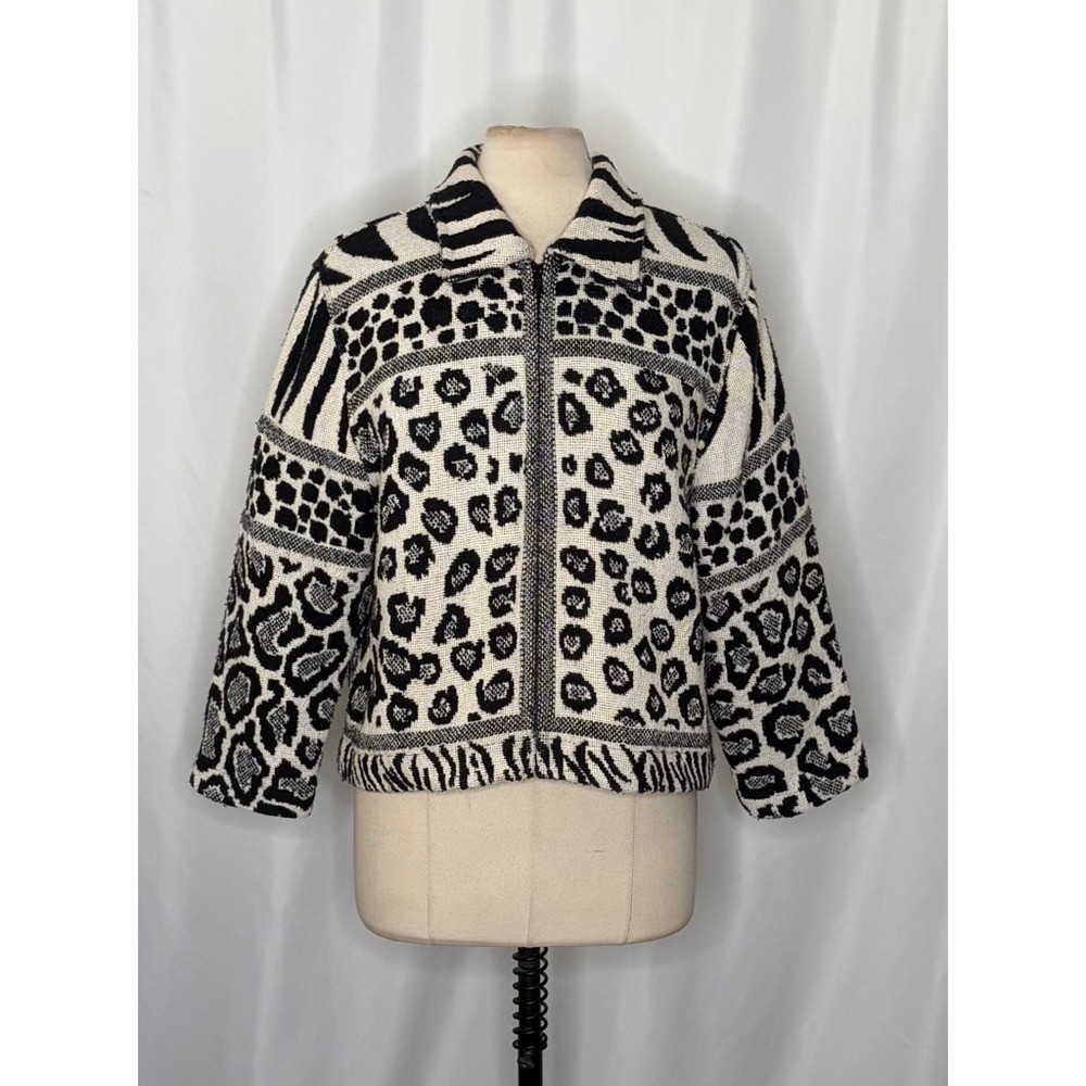 Vintage PAINTED PONY Animal Print Jacket Cropped Cottagecore Western Medium
