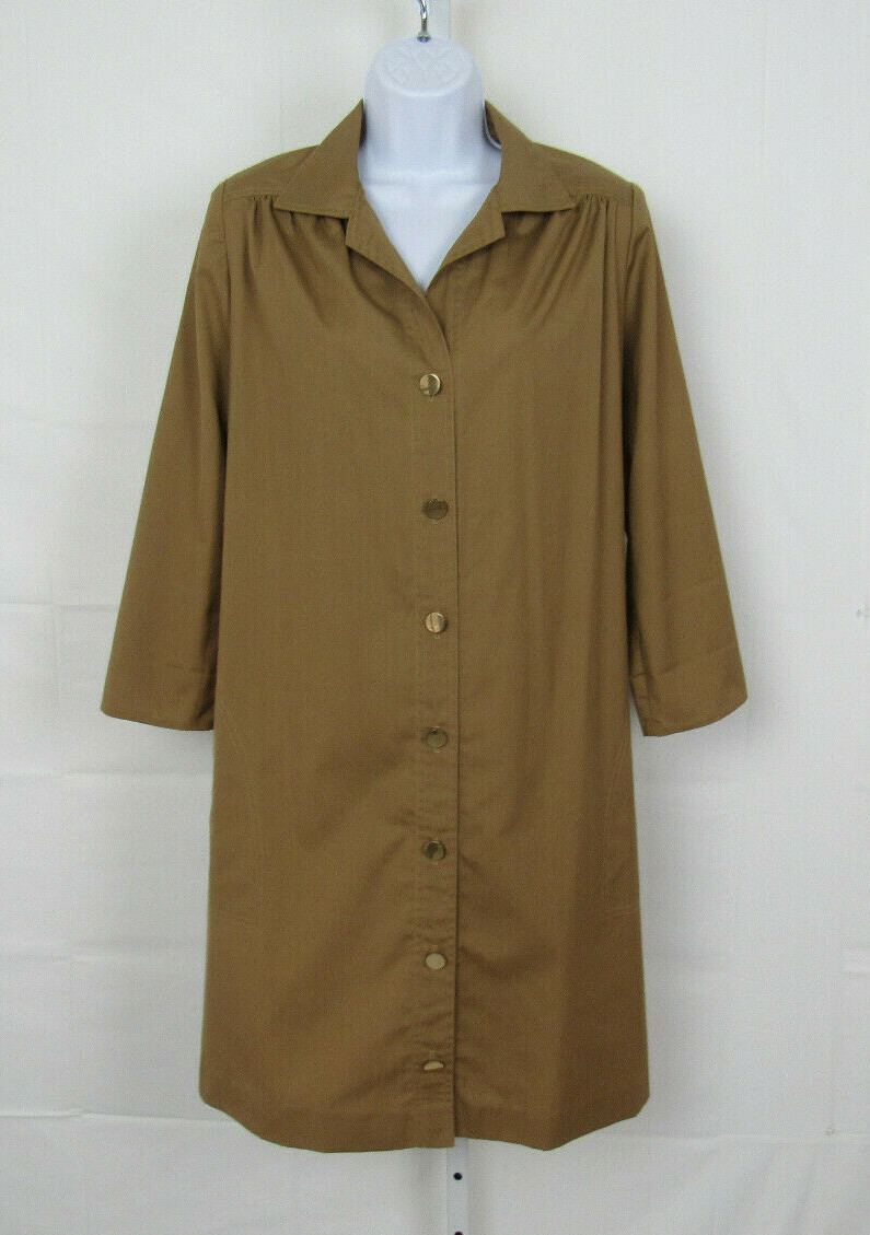 VTG 1960s MOD NED GOULD N.R.1 KHAKI TRENCH COAT DRESS BELT SIZE 10 POLY COTTON