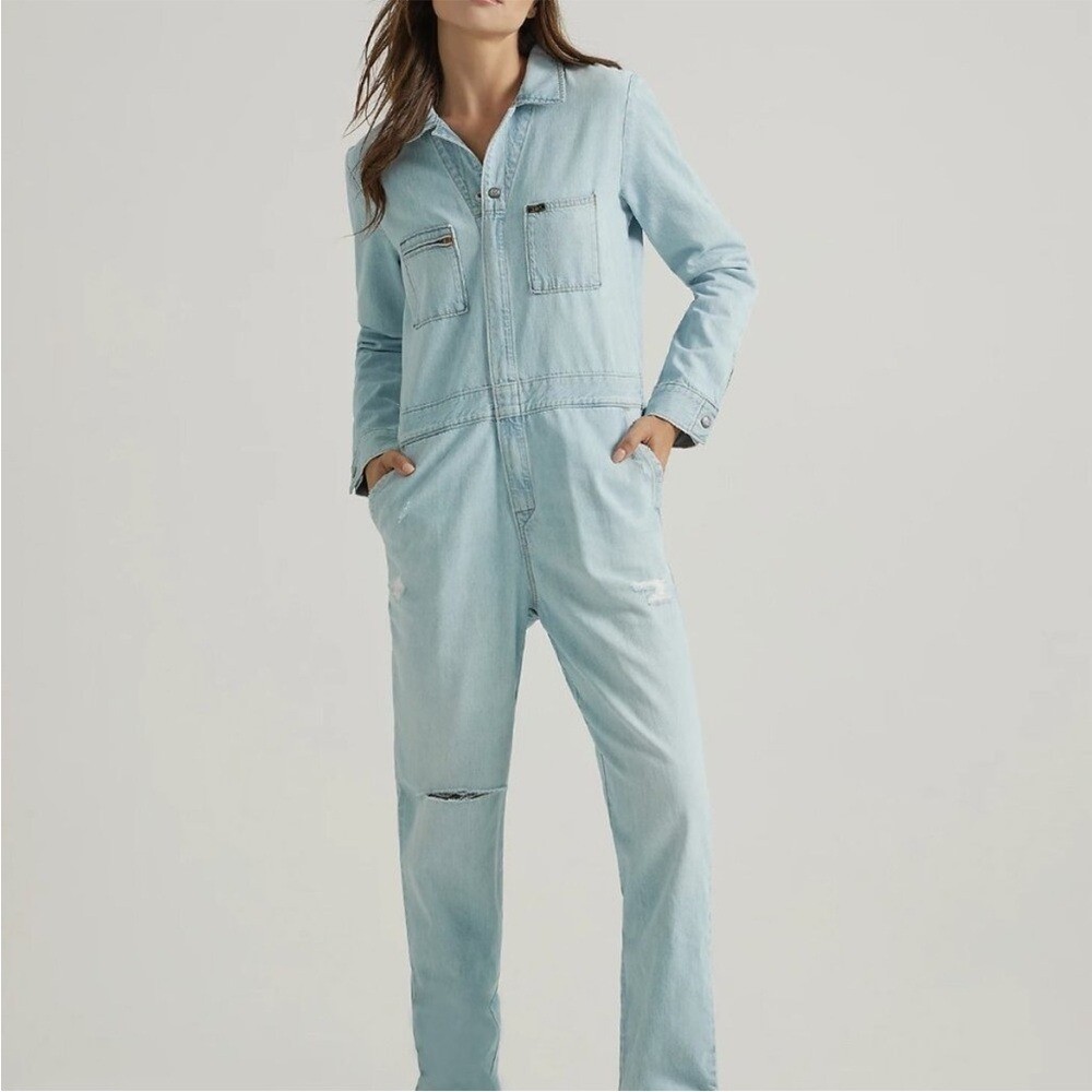 Lee Jeans Women’s Vintage Modern Union-Alls NWT Size S $158 Denim Barely Blue