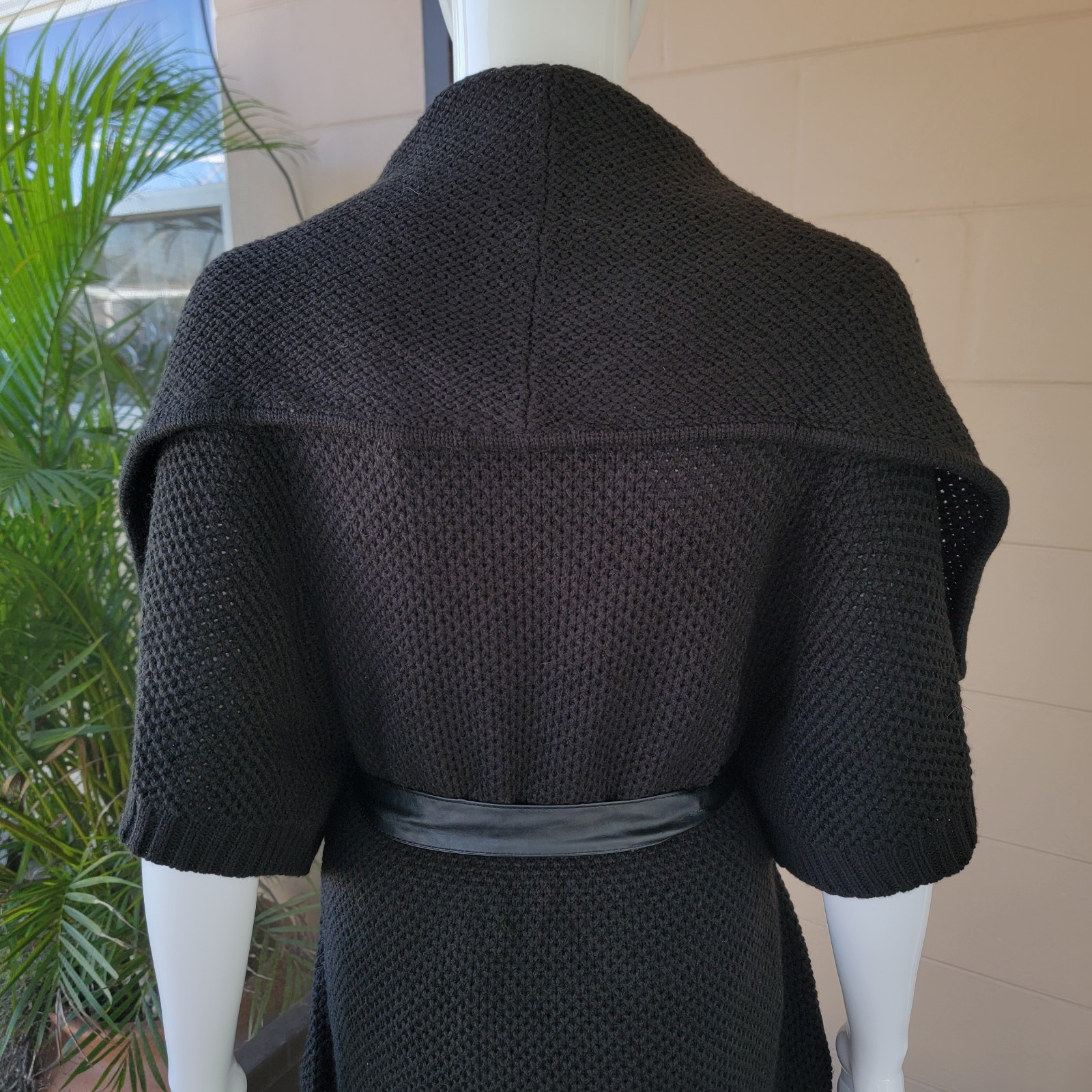 Y2K Gothic Black Knit Cardigan Loose Sweater Women Size L Wrap New York Company