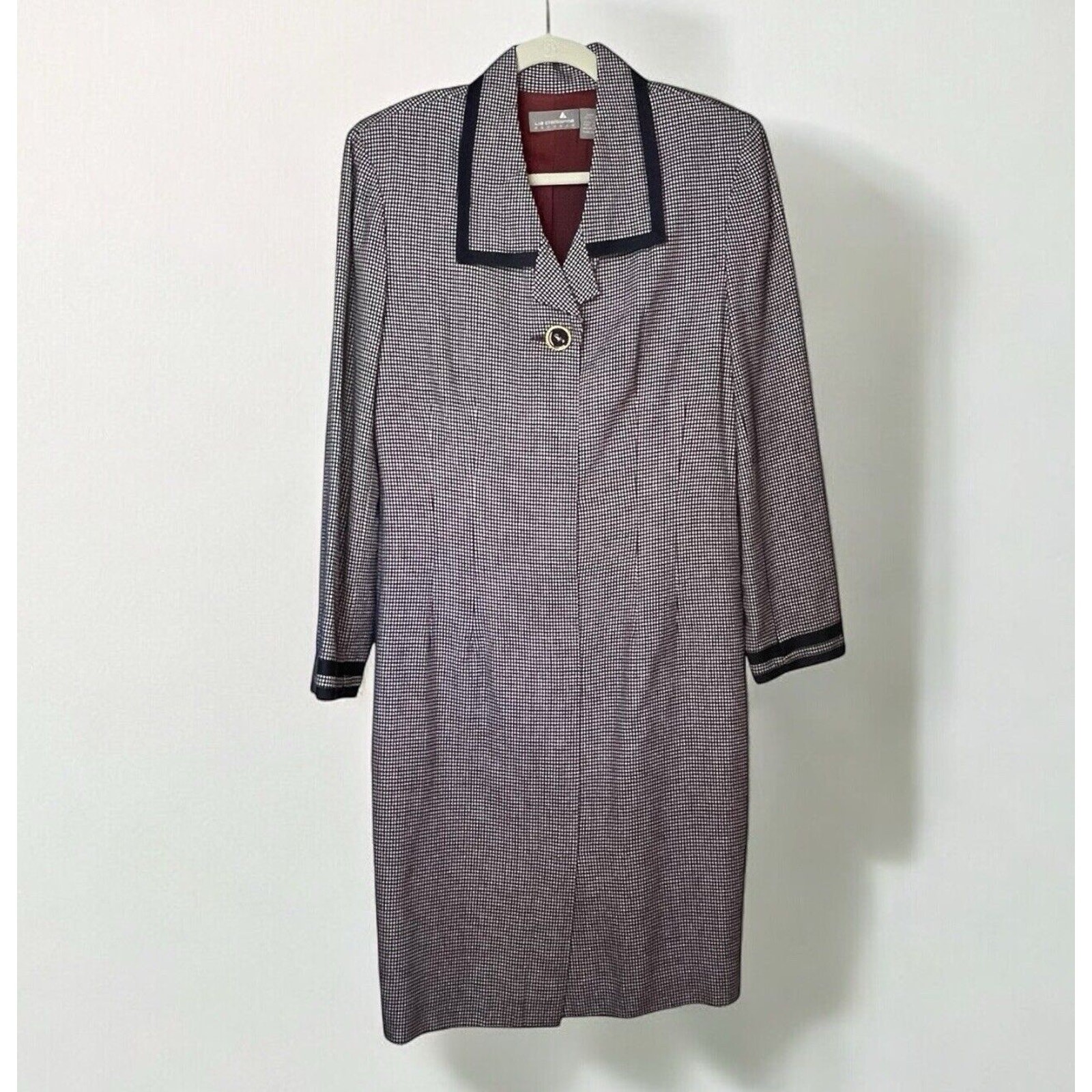 Vintage Liz Claiborne Houndstooth Blazer Dress Size 12 Rayon 80s Career Wear