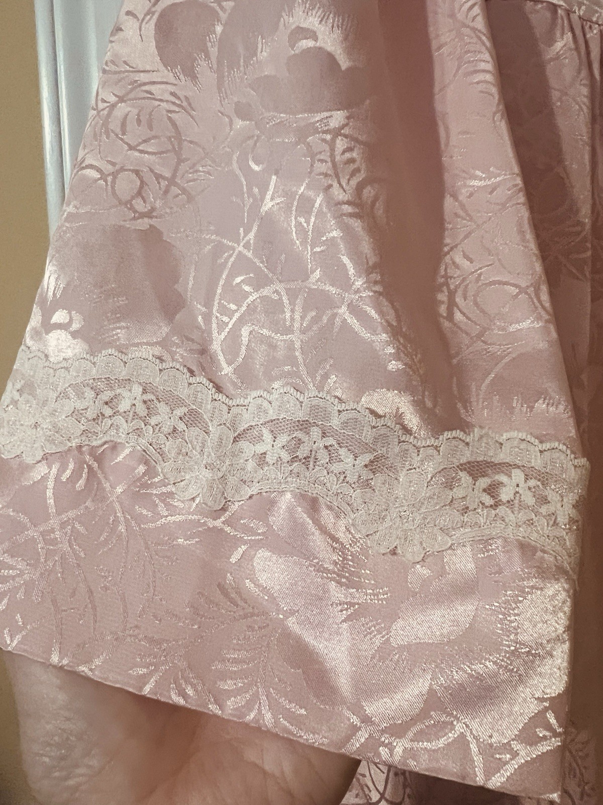 VTG 80s Just For Women Sears Pink Embossed Satin Button Front Robe Housecoat 3X