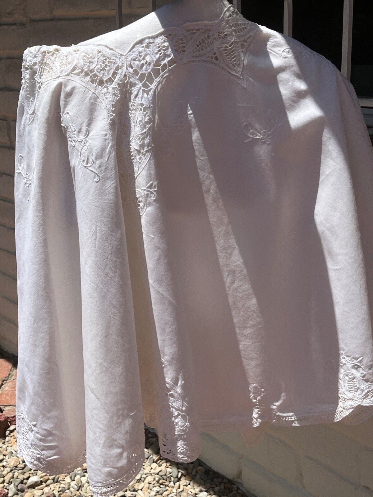 VTG 70s/80 G.Y.M. California 100% Cotton/Linen Imported Lace Ivory Maxi Dress