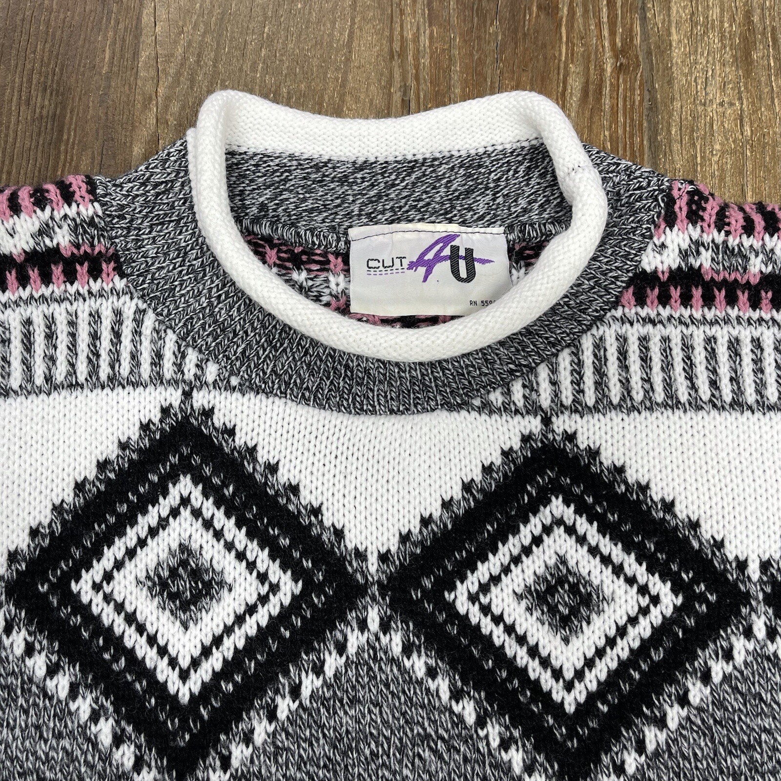 Vintage 80s Sweater Fair Isle by Cut 4 U Size One Size Fits All