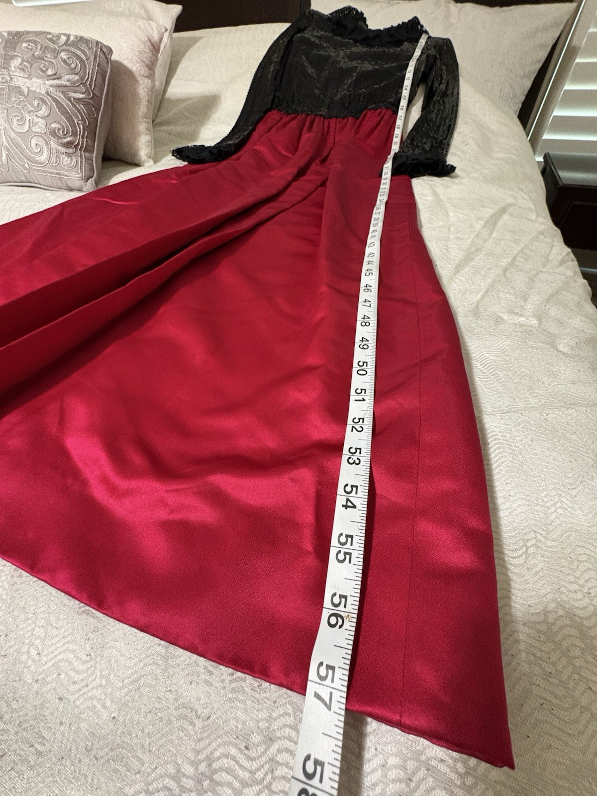 William Pearson Vintage Black Sequin And Red Satin Long Dress Size Small