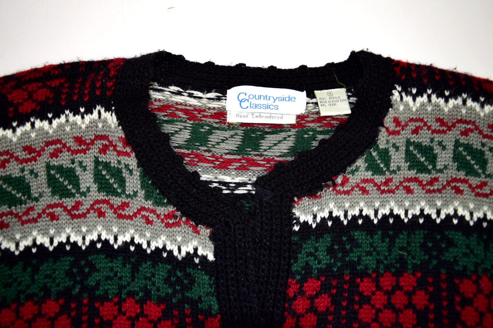 Vintage Countryside Classics Sweater Size M 70s Holiday Cardigan Cobain Special