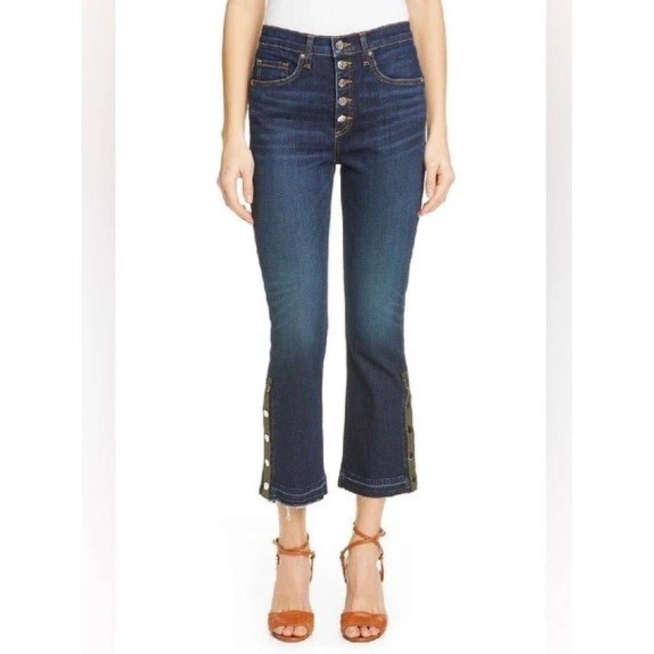 Veronica Beard Jeans Carolyn 10″ Baby Boot Dark Vintage Wash Raw Hem Women sz 25
