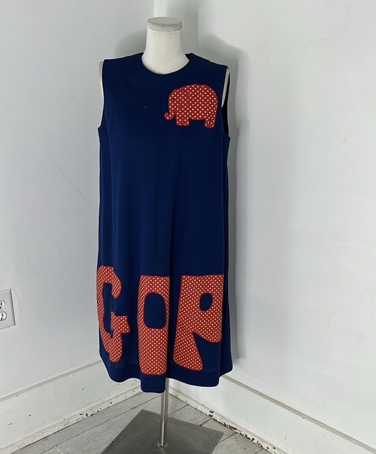 Rare Vintage 60s GOP Republican Elephant Mod Handmade Dress