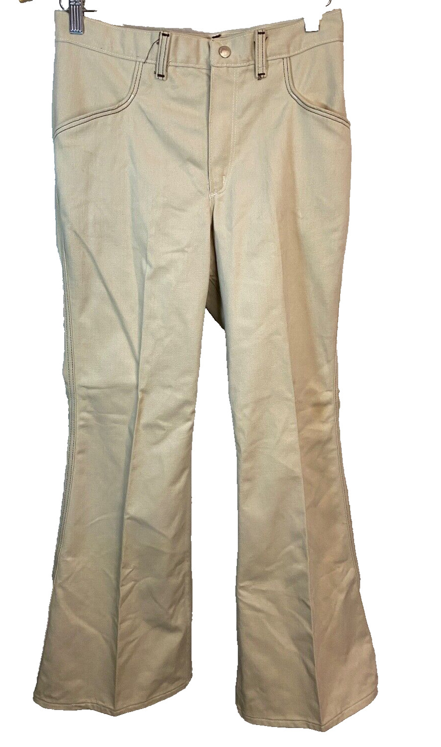 Vintage Wrangler Bell Bottom Pants Women’s Size 11/12 8″ Rise 30″ Inseam Beige