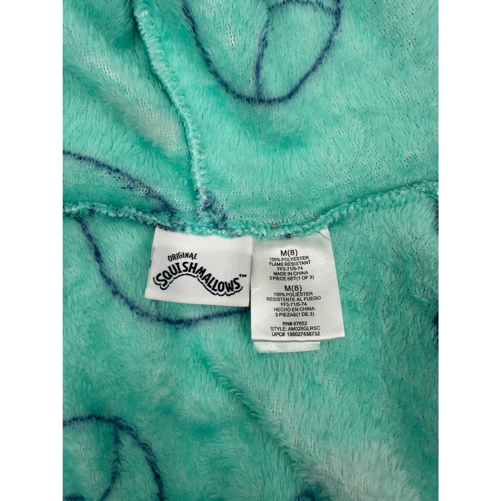 Squishmallow Bath Robe for Kids w/Hood & Cord Pockets SZ M Graphic Robe Green