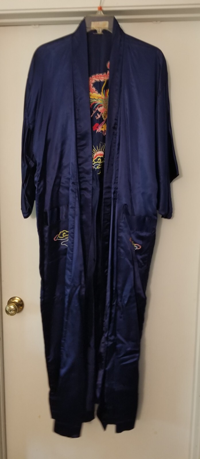 Vintage Satin Robe Longevity Hangzhou China w/ Embroidered Phoenix