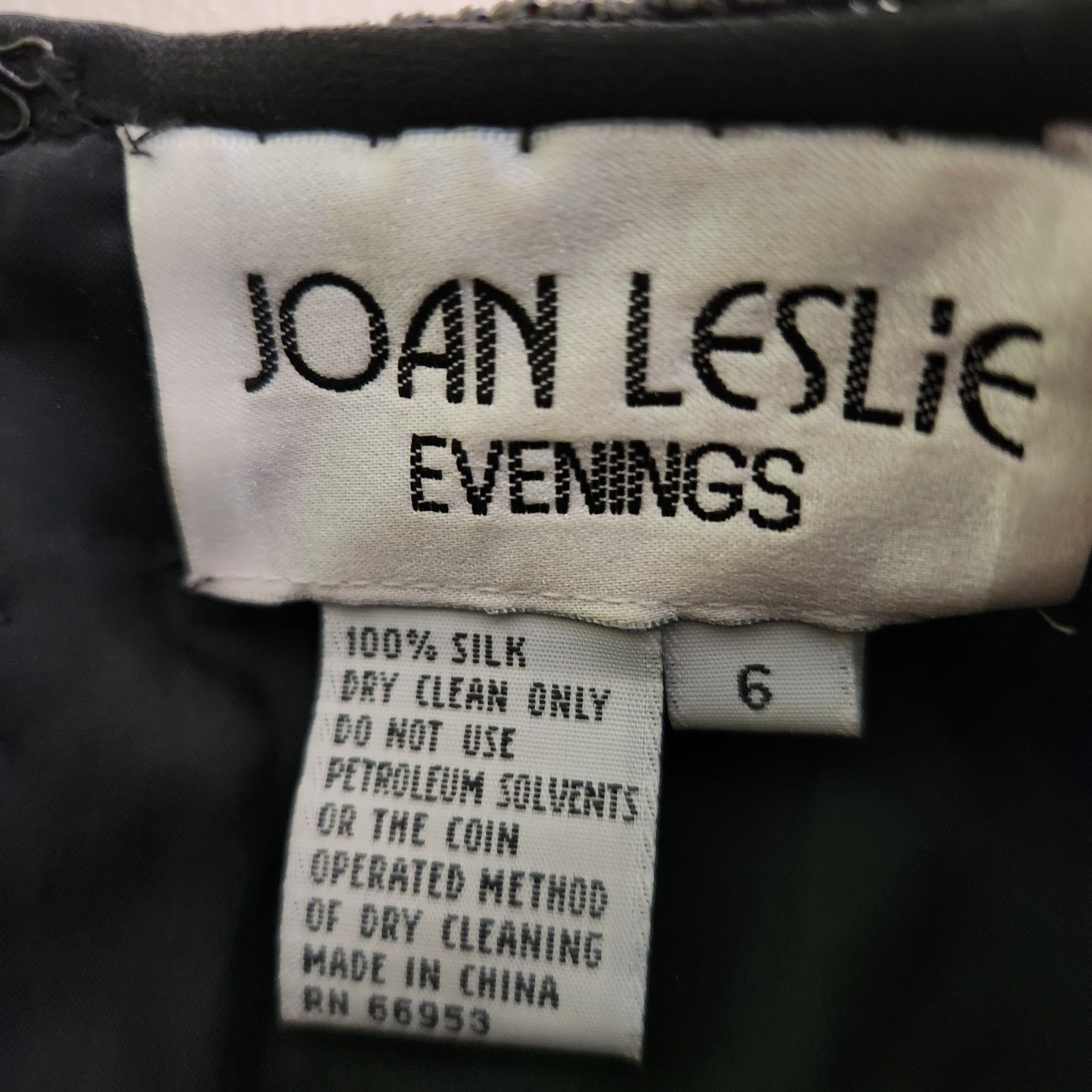 Joan Leslie Vintage 80s Dress Floral Beaded Sequin 100% Silk Cocktail 6