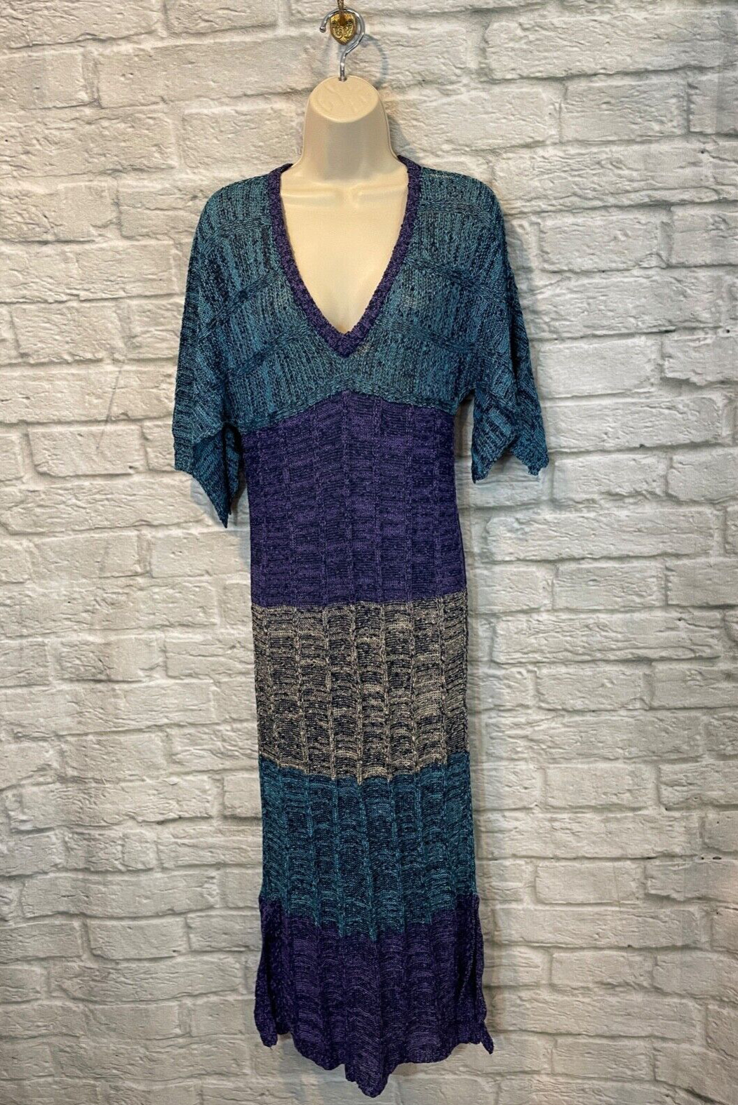 Vintage 70’s Issey Miyaki by All Style Color Block Knit Midi Dress S/M