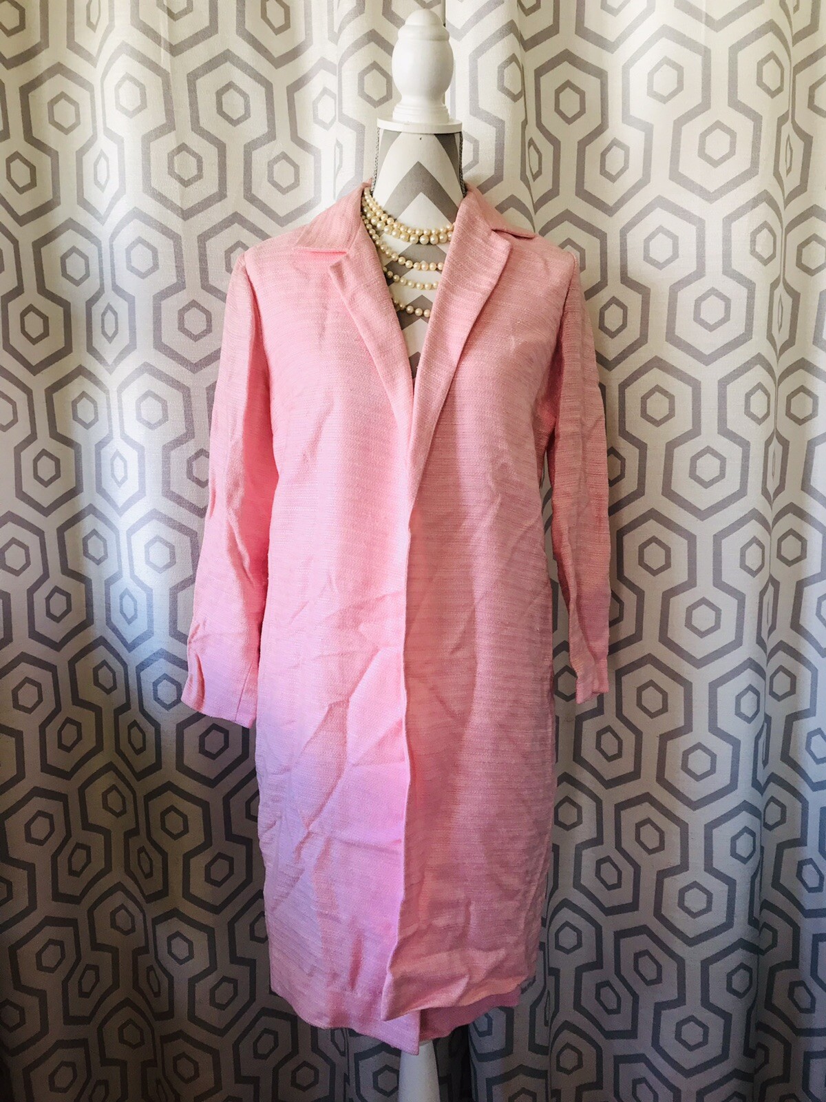 Sa’Bett of California Women’s Vintage 60’s Pink Coat Jacket Skirt Suit Size XS/S