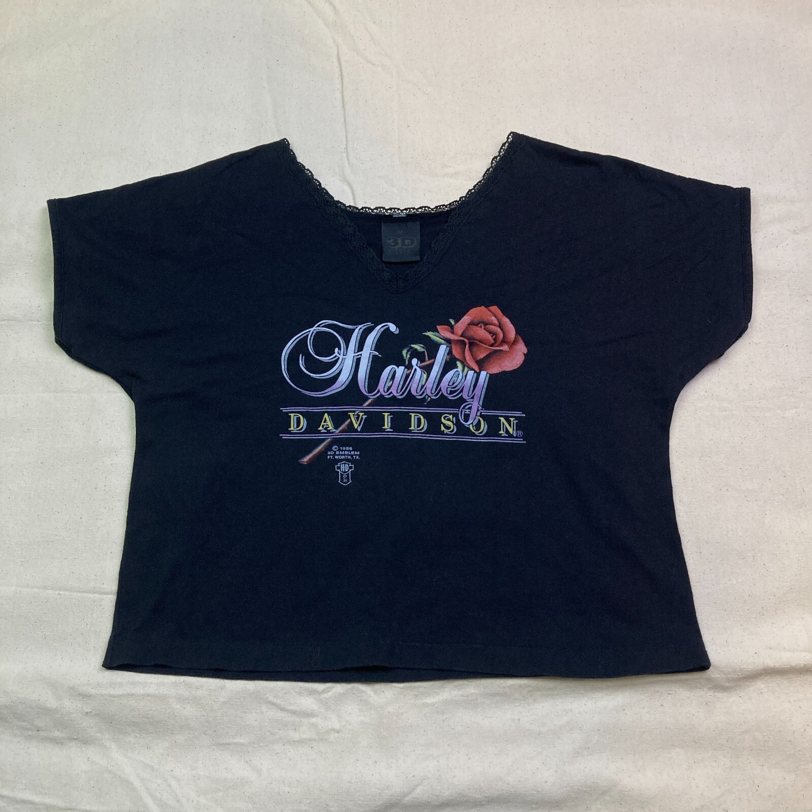 Vintage 80s 3D Emblem Harley Davidson T-shirt Milwaukee Wisconsin Motorcycle Tee
