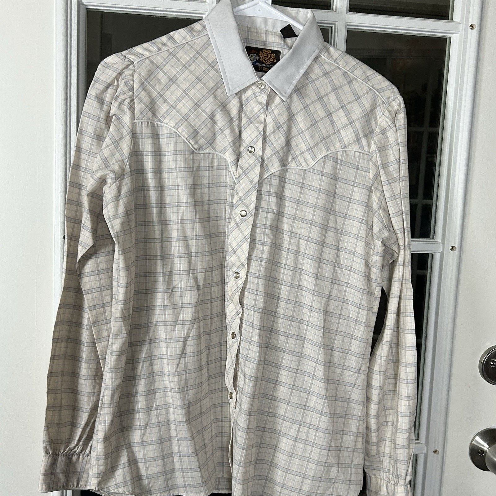 Vintage Kenny Rogers Western Collection Karman Plaid Pearl Snap Shirt Size 13/14