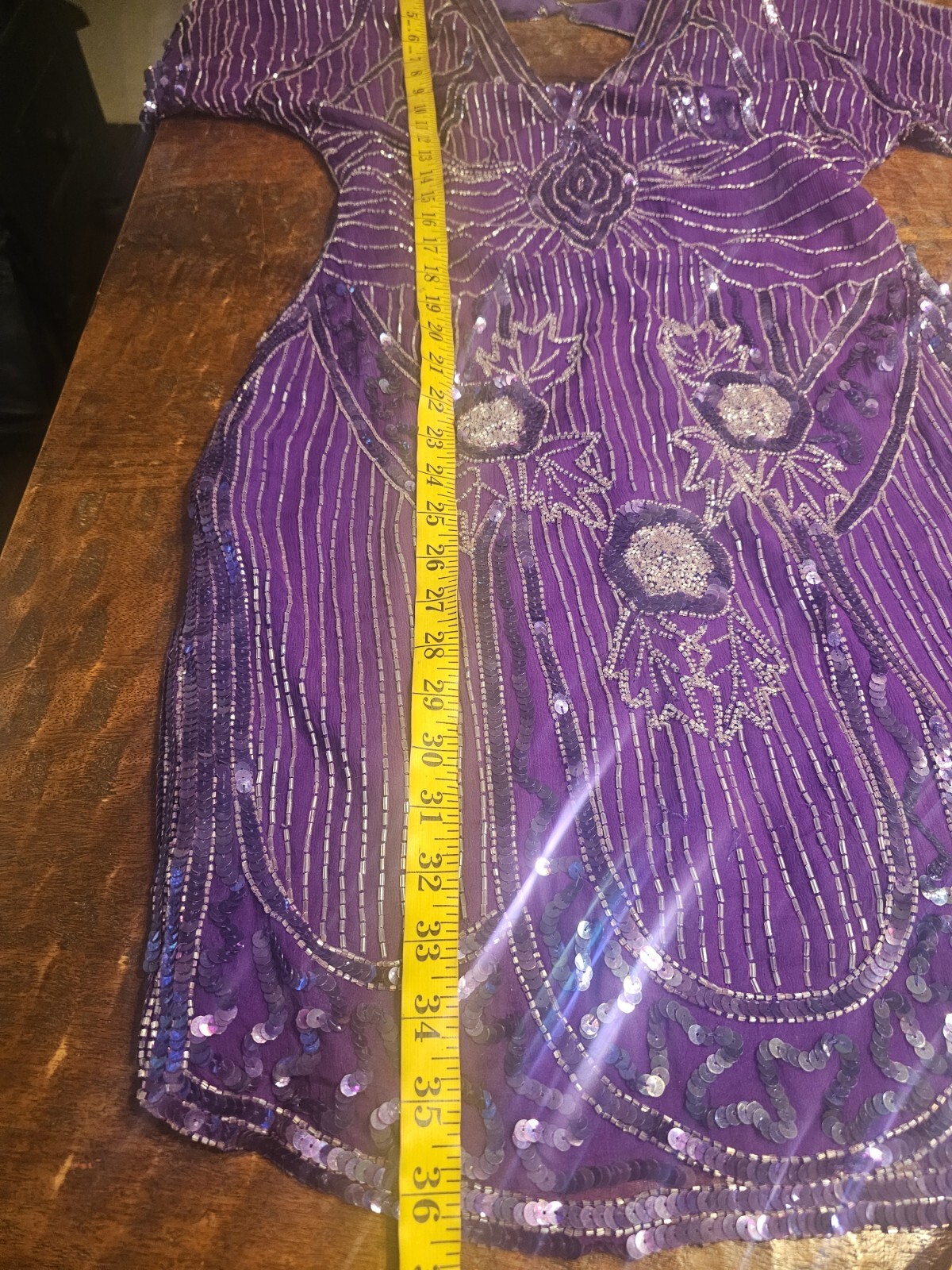 Vintage Carina Purple Beaded Sequin Backless Cocktail Dess Small…