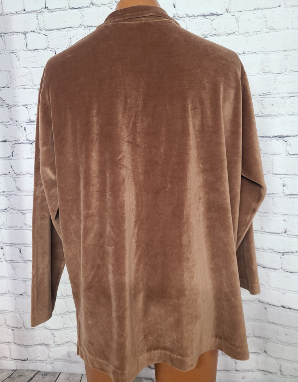 1970s Vtg Gertrude Davenport Women’s Shirt Collar Velour Long Sleeve Extra Large