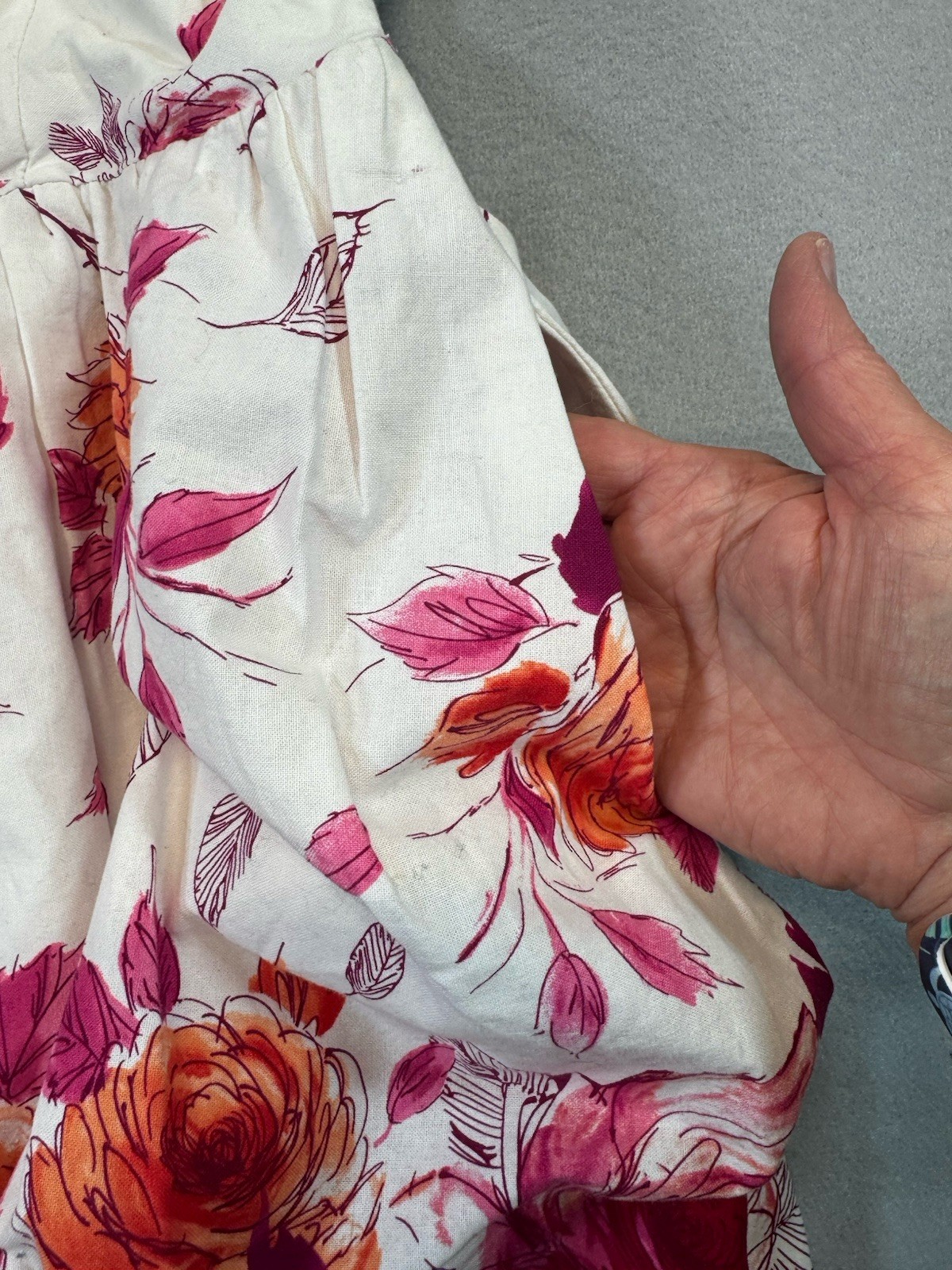 Myrtlewood of California 1960s Floral Fit & Flare Cotton Dress White Magenta L