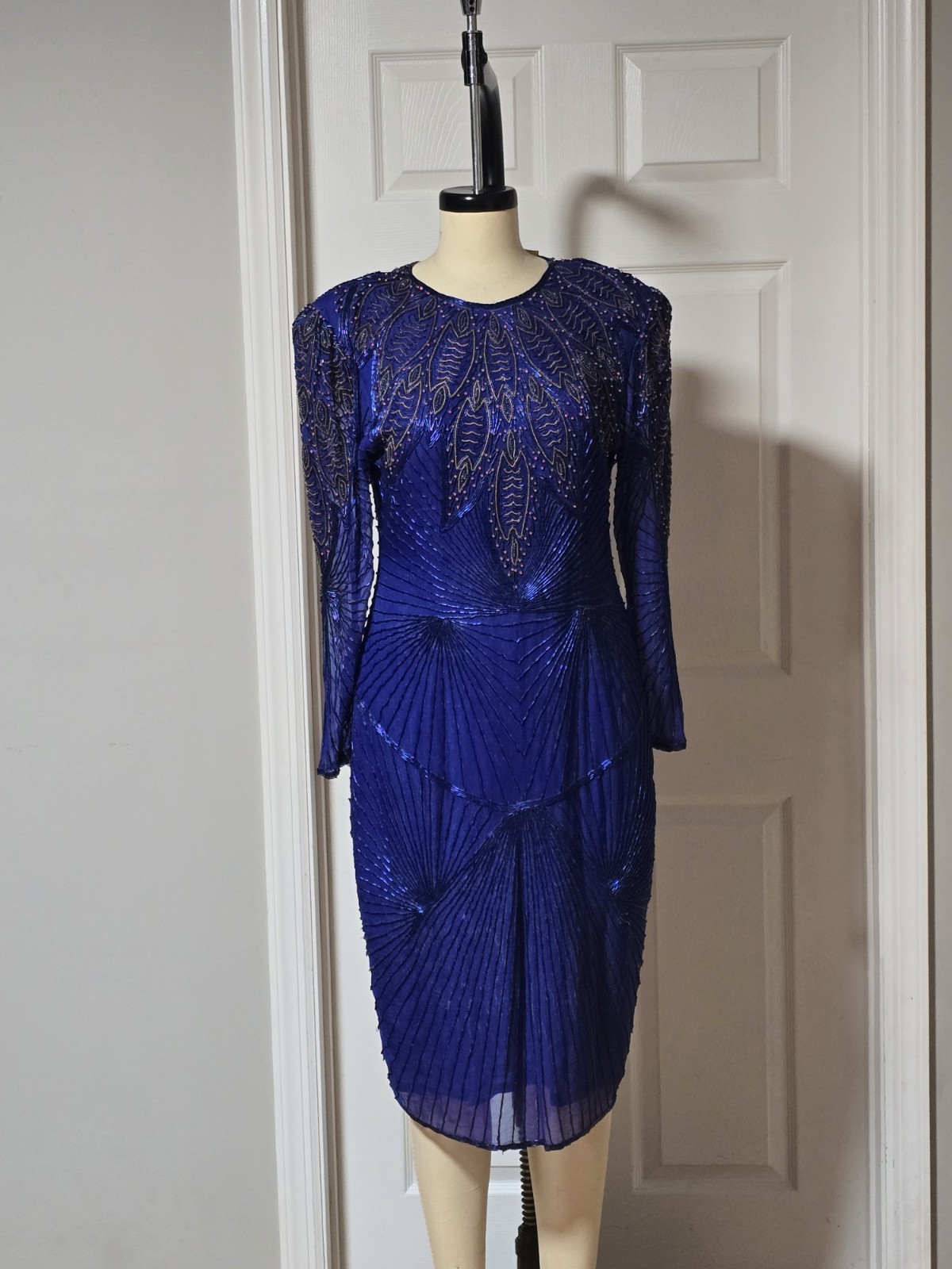 Jasdee Vintage Blue Beaded Dress, Size L