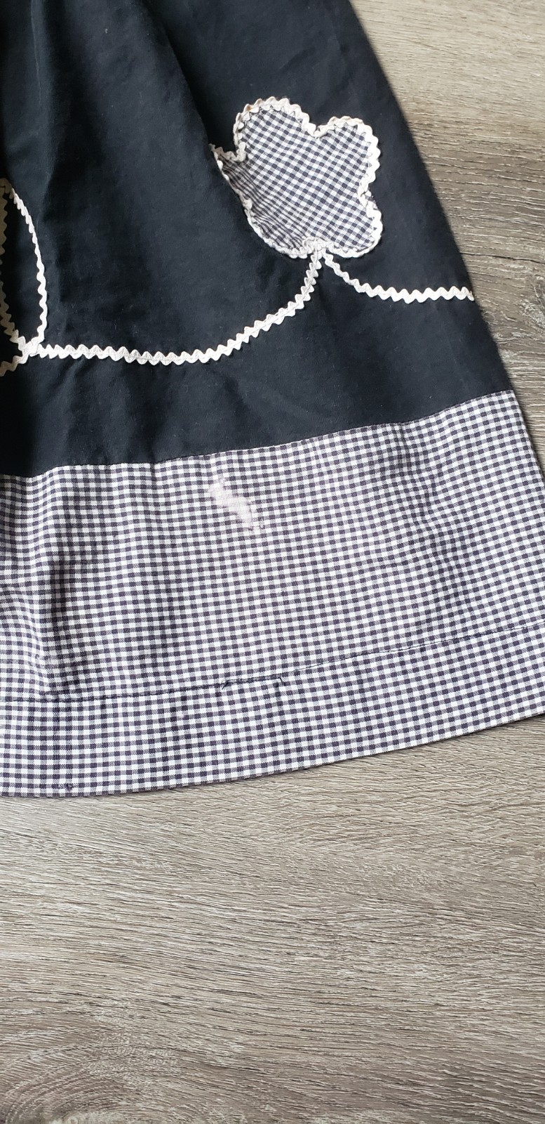 VTG 50s Black Gingham Rockabilly Dress Sz XS/S? Fit Flare Pinup Trad Wife DAMAGE