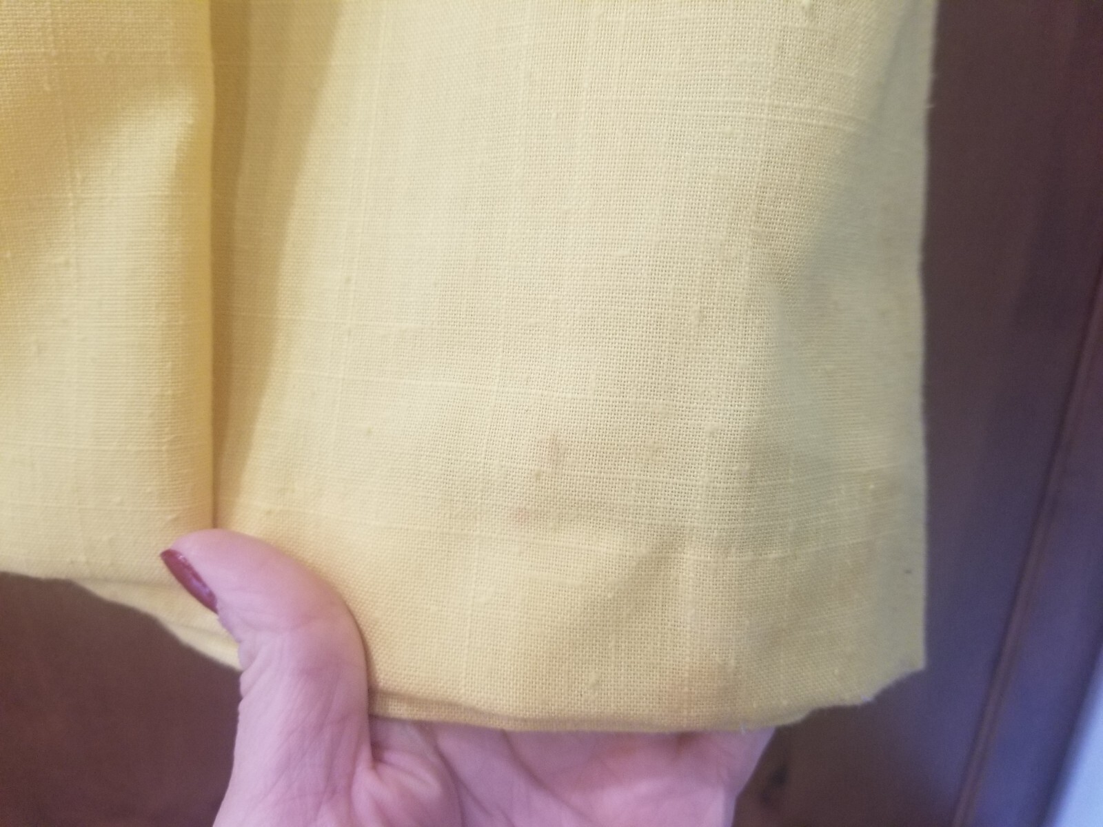 Vintage Yellow and Black Linen Wrap Like Dress w/Large Retro Belt Size 7