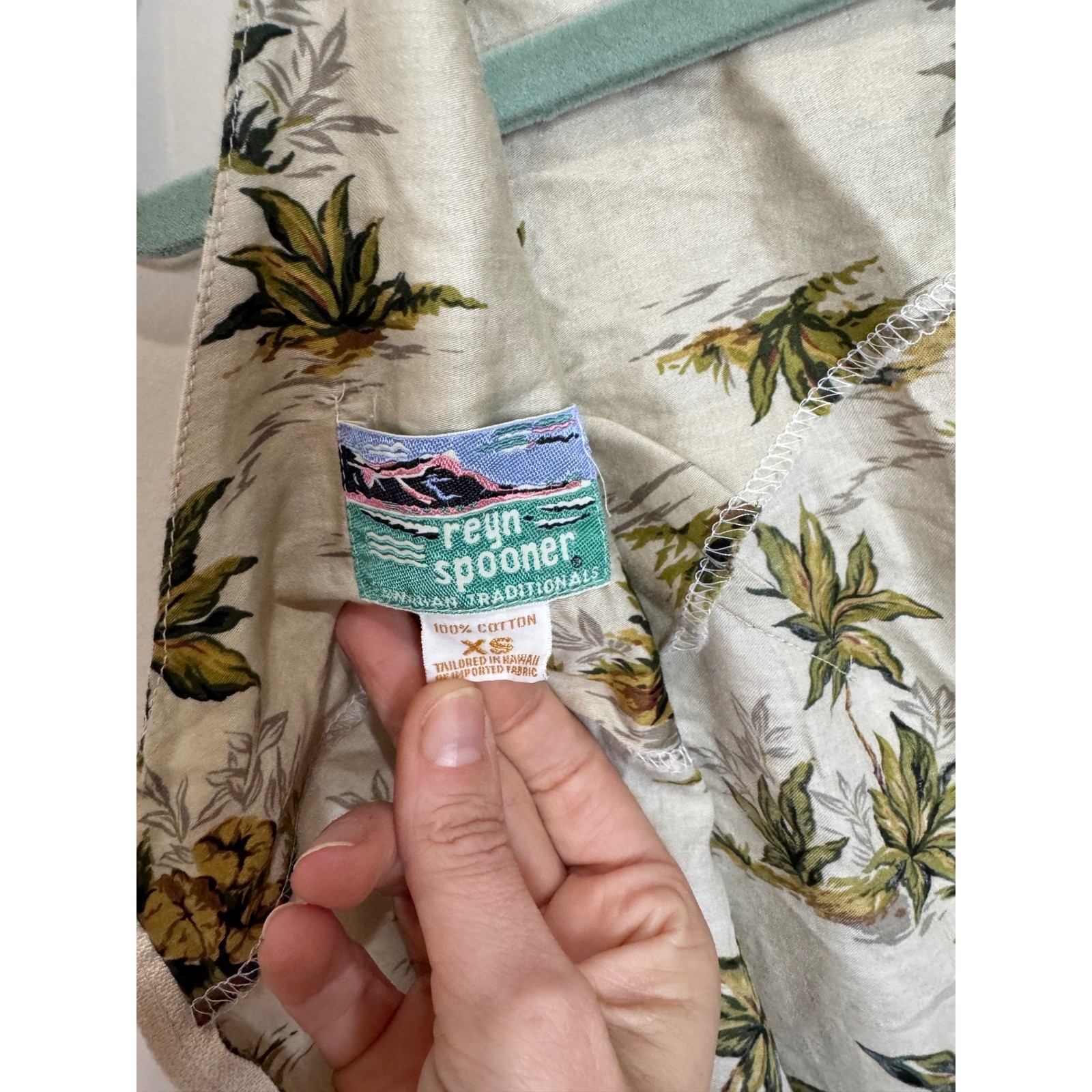 Vintage Reyn Spooner Hawaiian Shift Dress Sz XS Cotton Palm Trees