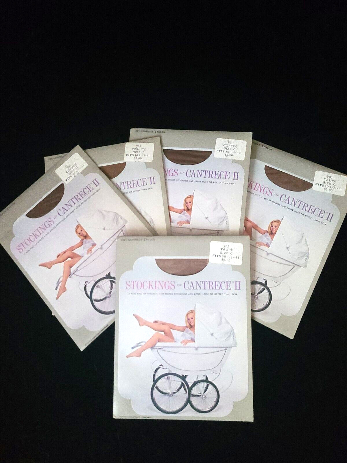 Vintage Cantrece II Nylon Stockings Size C Coffee Taupe Twilite 5 Pairs