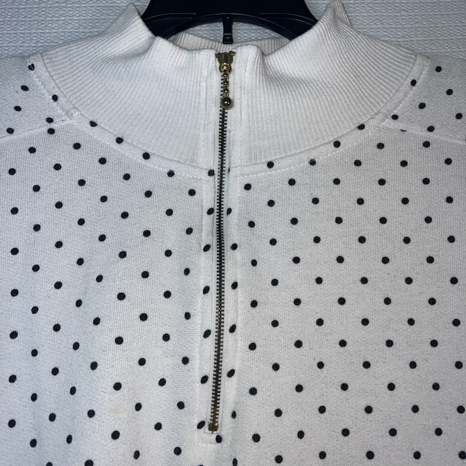 Vintage 80s/90s Woman’s Trend Basics Polka Dots Sweater Half-zip Design Sz Large