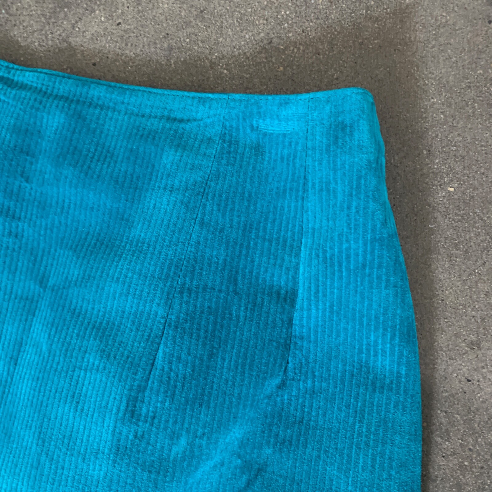 Vintage 90’s Skirt XS/S Bright Teal Blue Suede Leather Fitted Pencil Mini