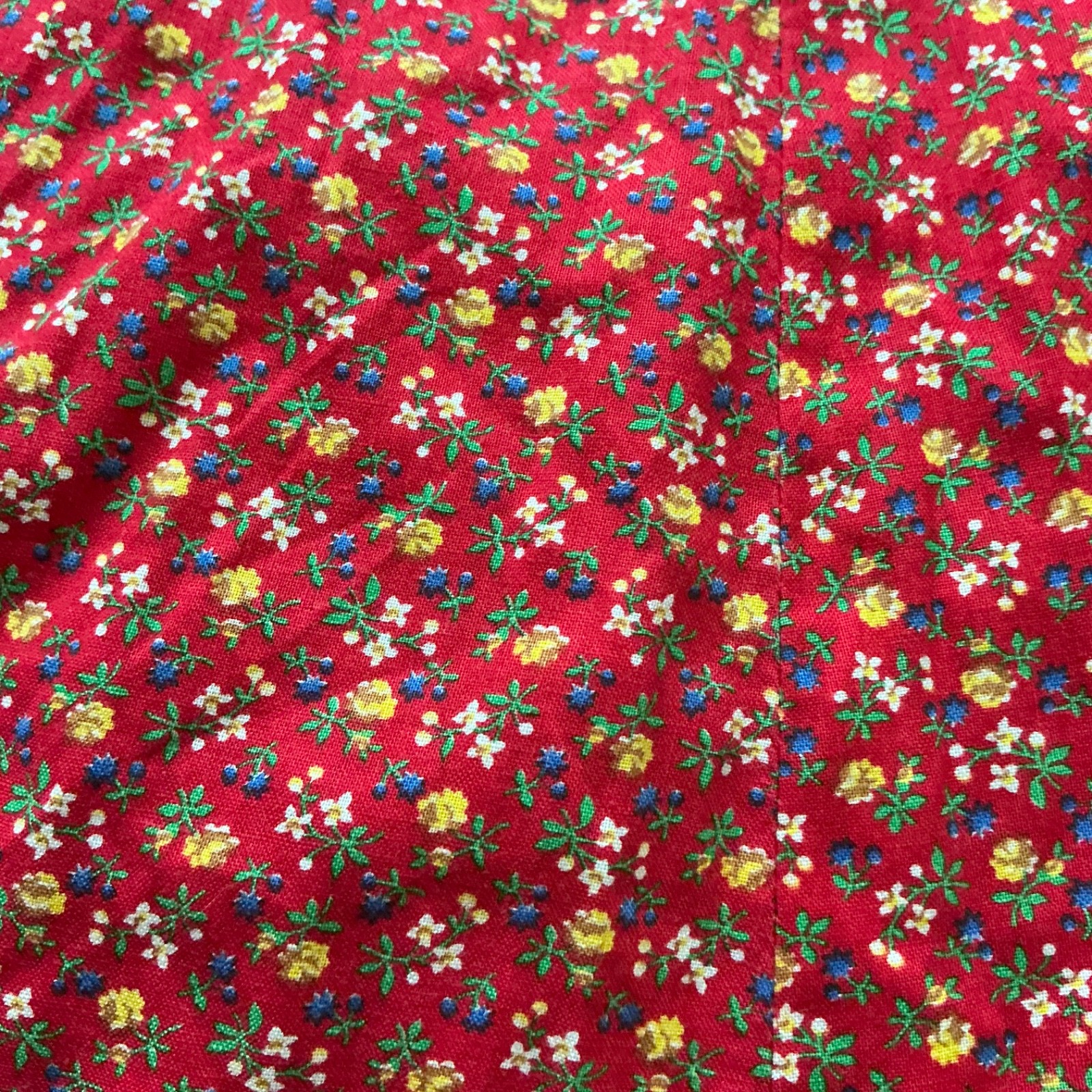 Vtg 70s Belle France Jane Schaffhausen Prairie Maxi Skirt Red Floral Calico 12