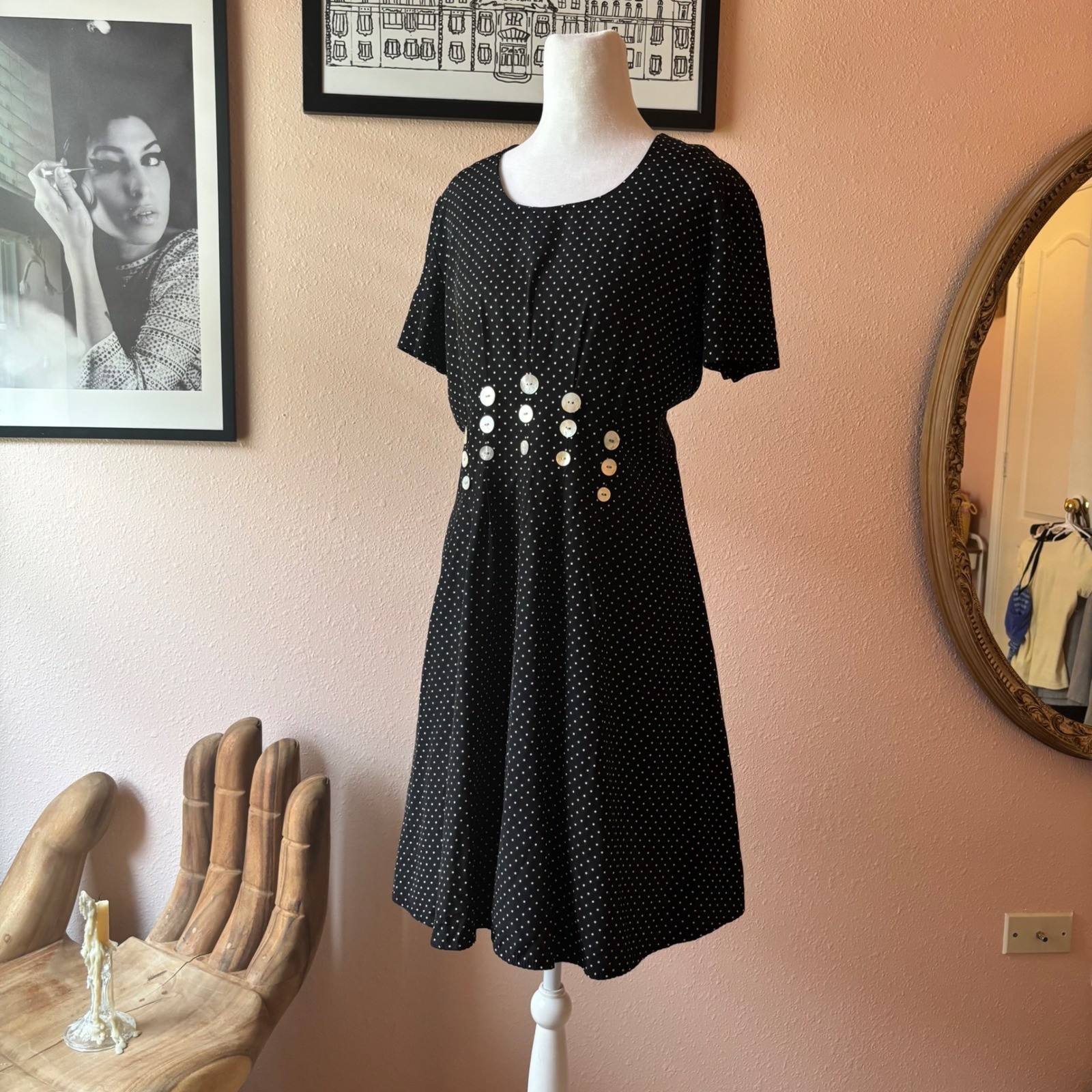 Vintage 80s Coquette Polka Dot Dress