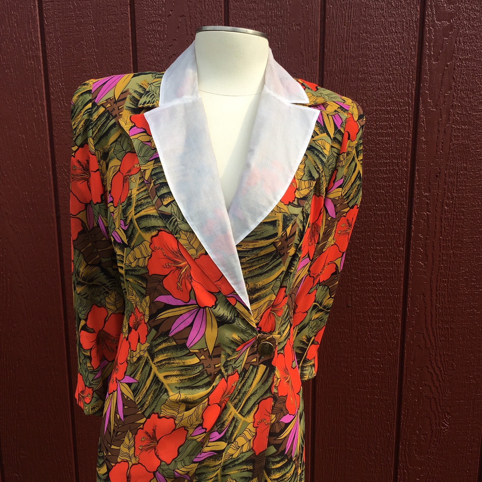 Rare Vintage Oleg Cassini Wrap Dress Size Small Medium 6 8 36 Tropical Flowers