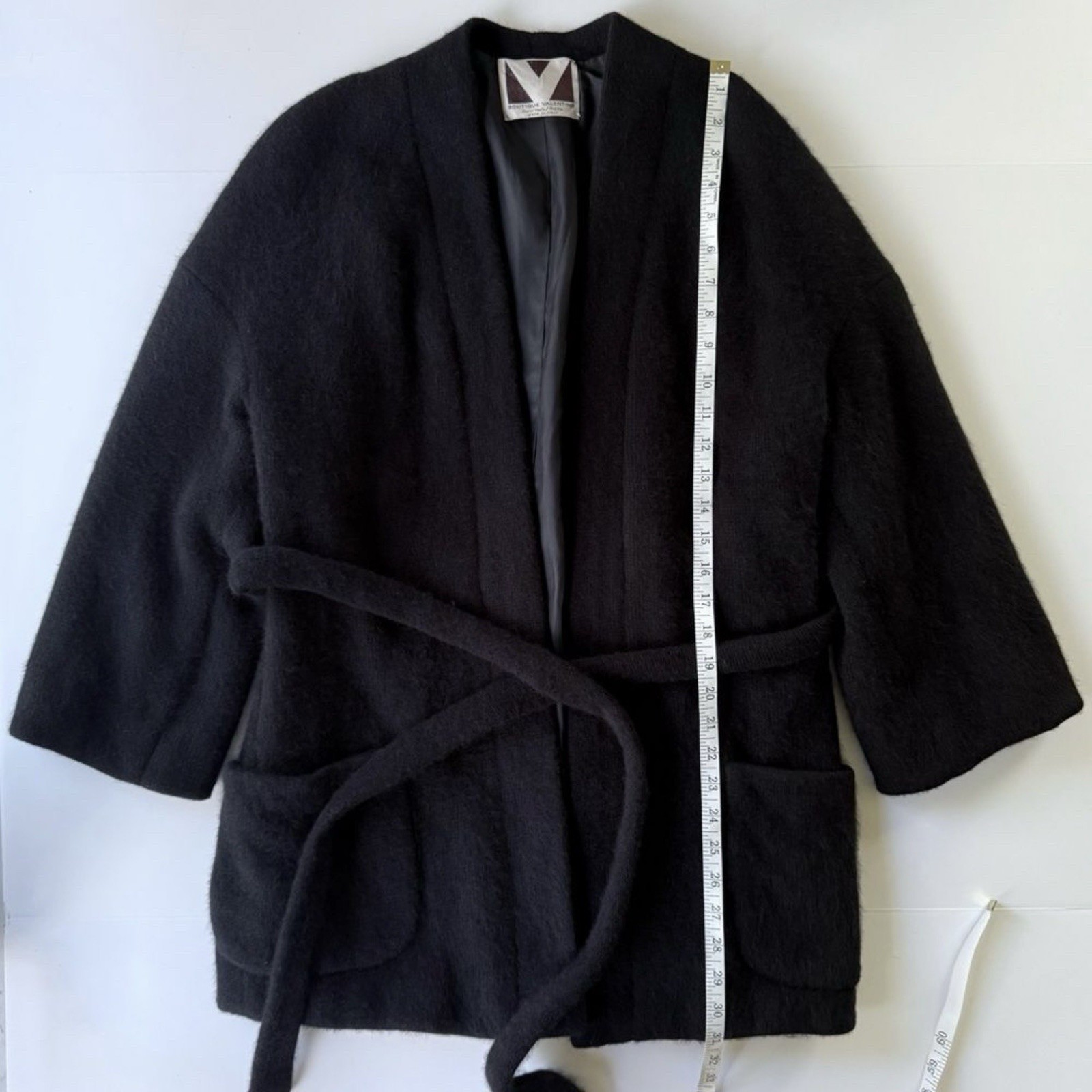 Rare Valentino 1960s Vintage Kimono / Smoking Jacket Style Wrap Jacket Black S/M
