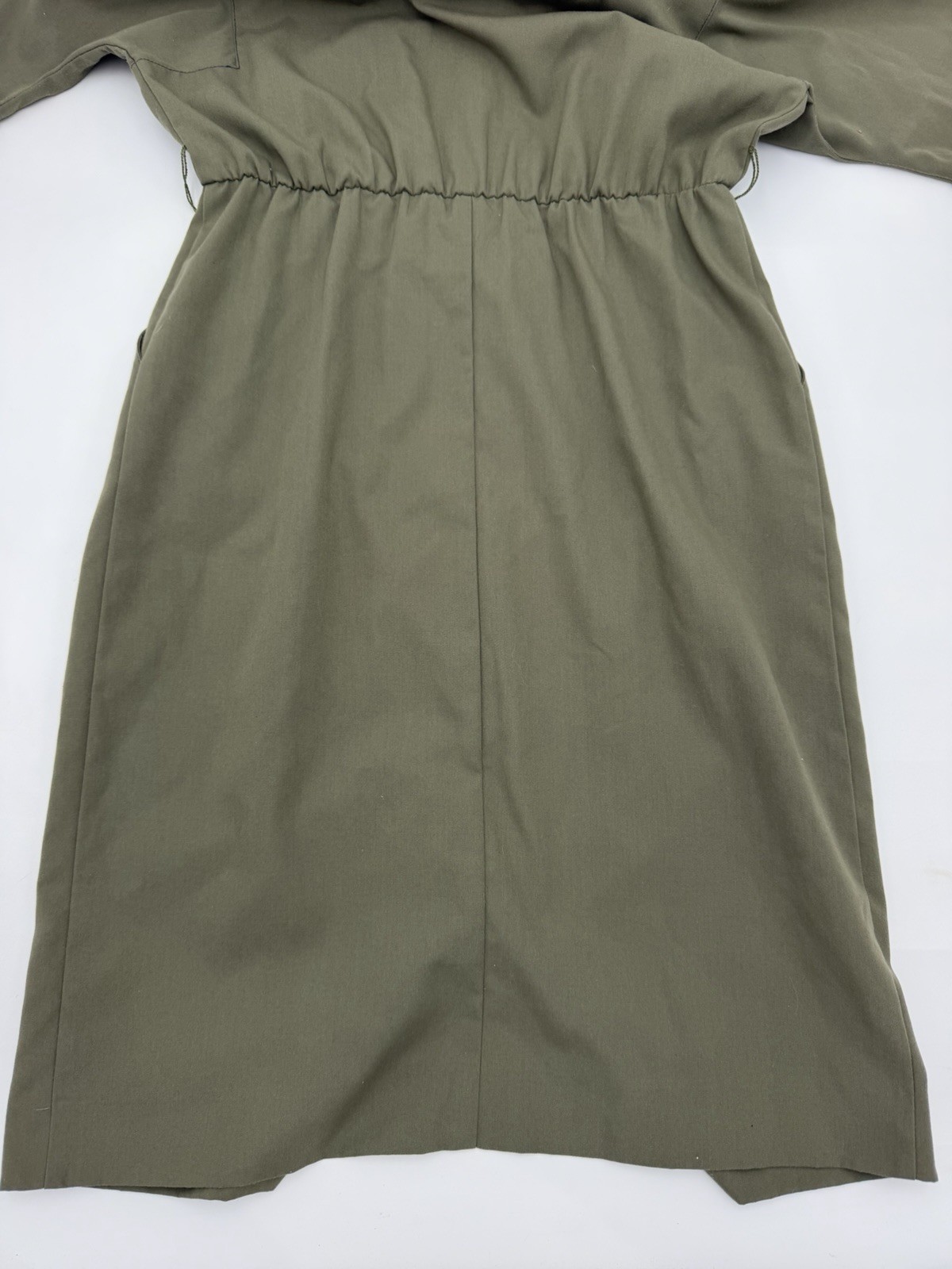 Vintage 80s Petites By Willi Green Khaki Camp Dress Girl Counts Women’s Sz 8