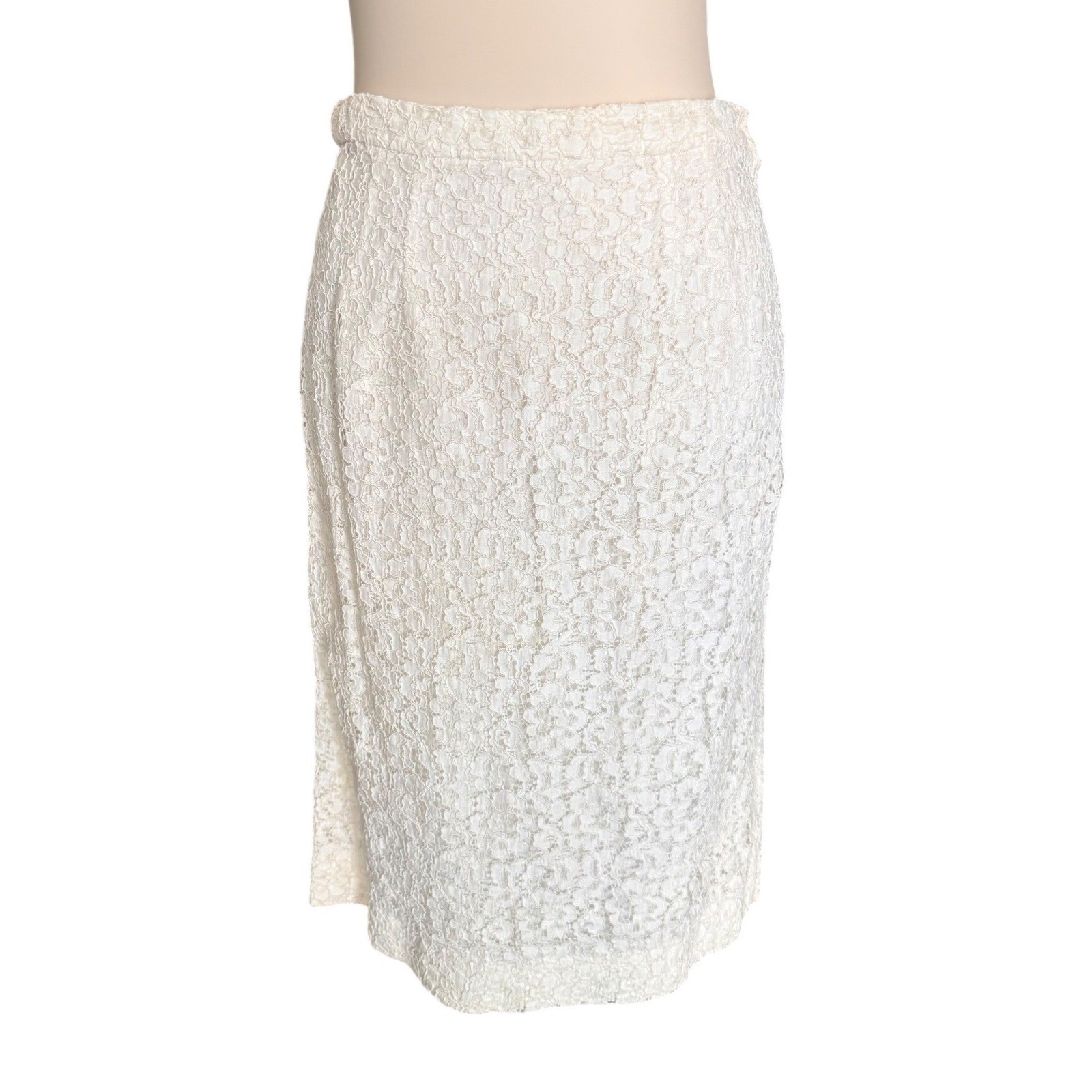 Vintage 1960s Ivory Lace Skirt Suit Set Peplum Jacket and Pencil Skirt 2 Piece