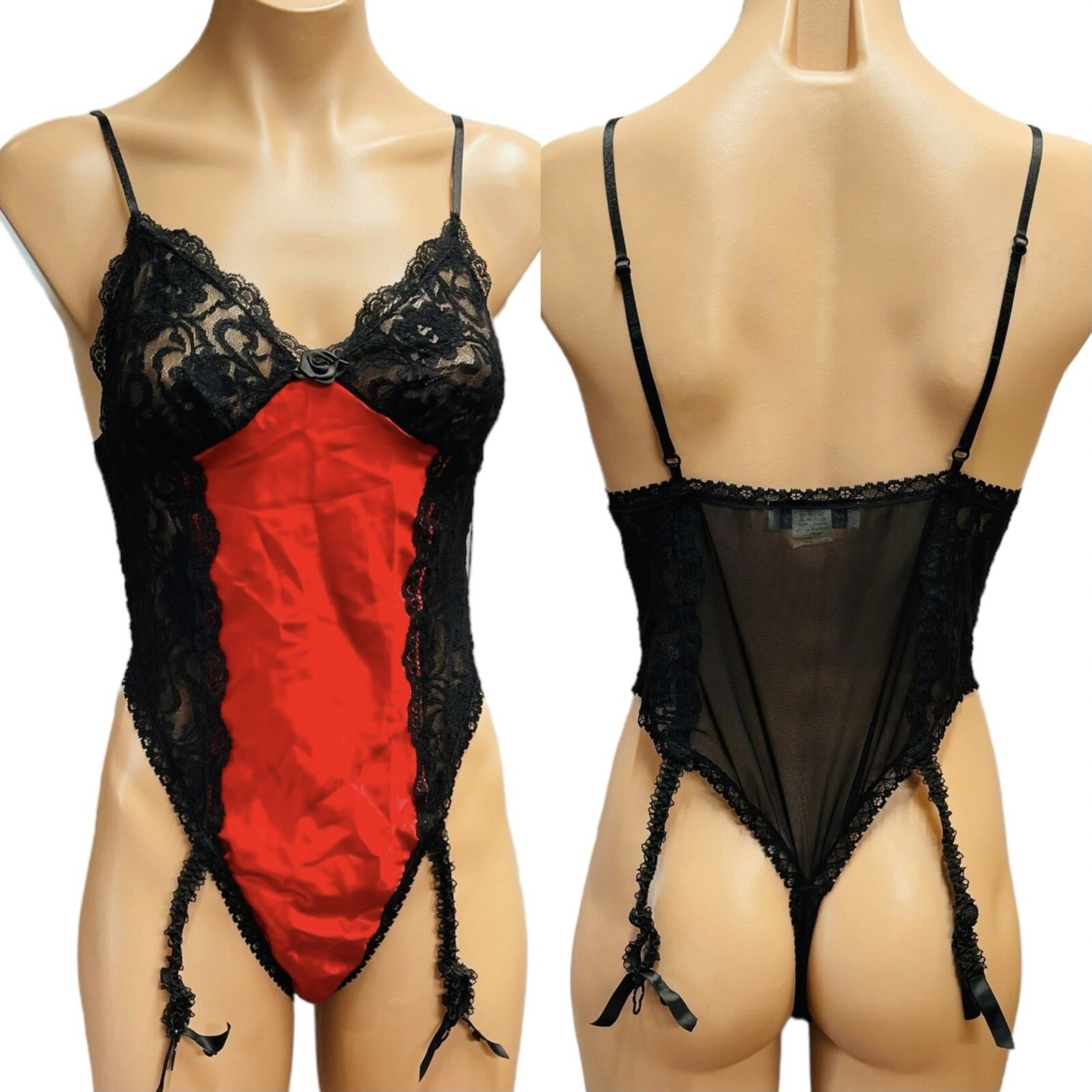 Vintage Seductive Wear Cinema Exoile BODYSUIT Thong TEDDY Lace Garters LINGERIE